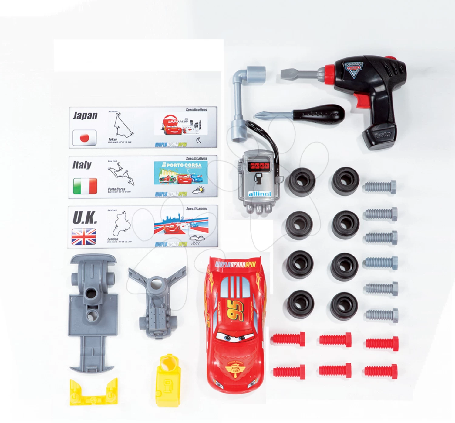 Set Simulator V8 Driver Smoby Elektronisch, Mit Sound Und Licht Und Arbeitswagen Mit Auto McQueen – Bild 8