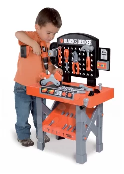 Black & Decker Smoby-Workshop Mit Bohrmaschine, Motor Und 25 Zubehörteilen