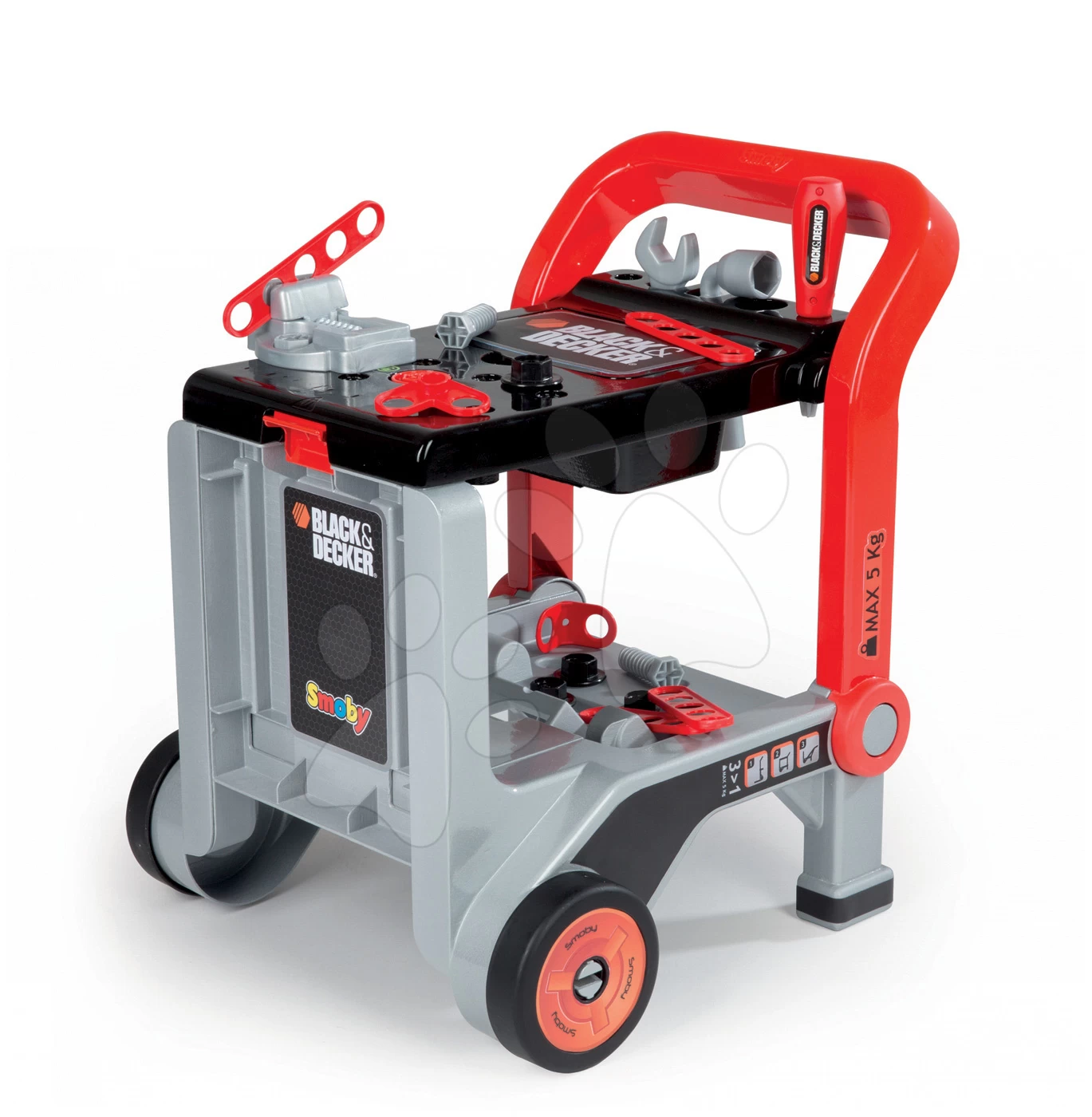 Kinderwerkstatt Black&Decker Devil Workmate 3v1 Smoby Mit Dem Werkzeug Und 18 Teiligem Zubehör – Bild 3