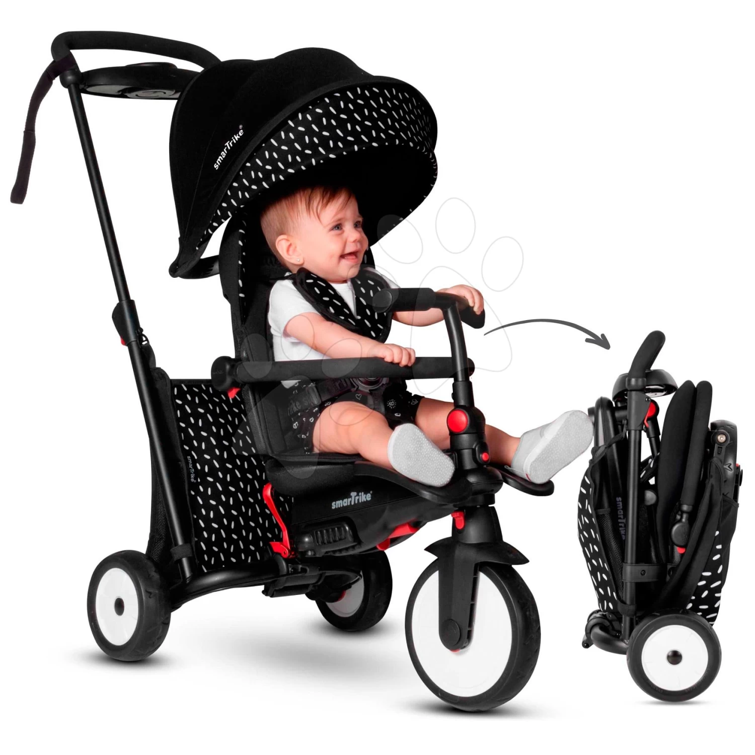 Dreirad Und Kinderwagen STR5 Black & White 7in1 SmarTrike Mit Klappsitz TouchSteering Mit EVA-Rädern Ab 9 Monaten