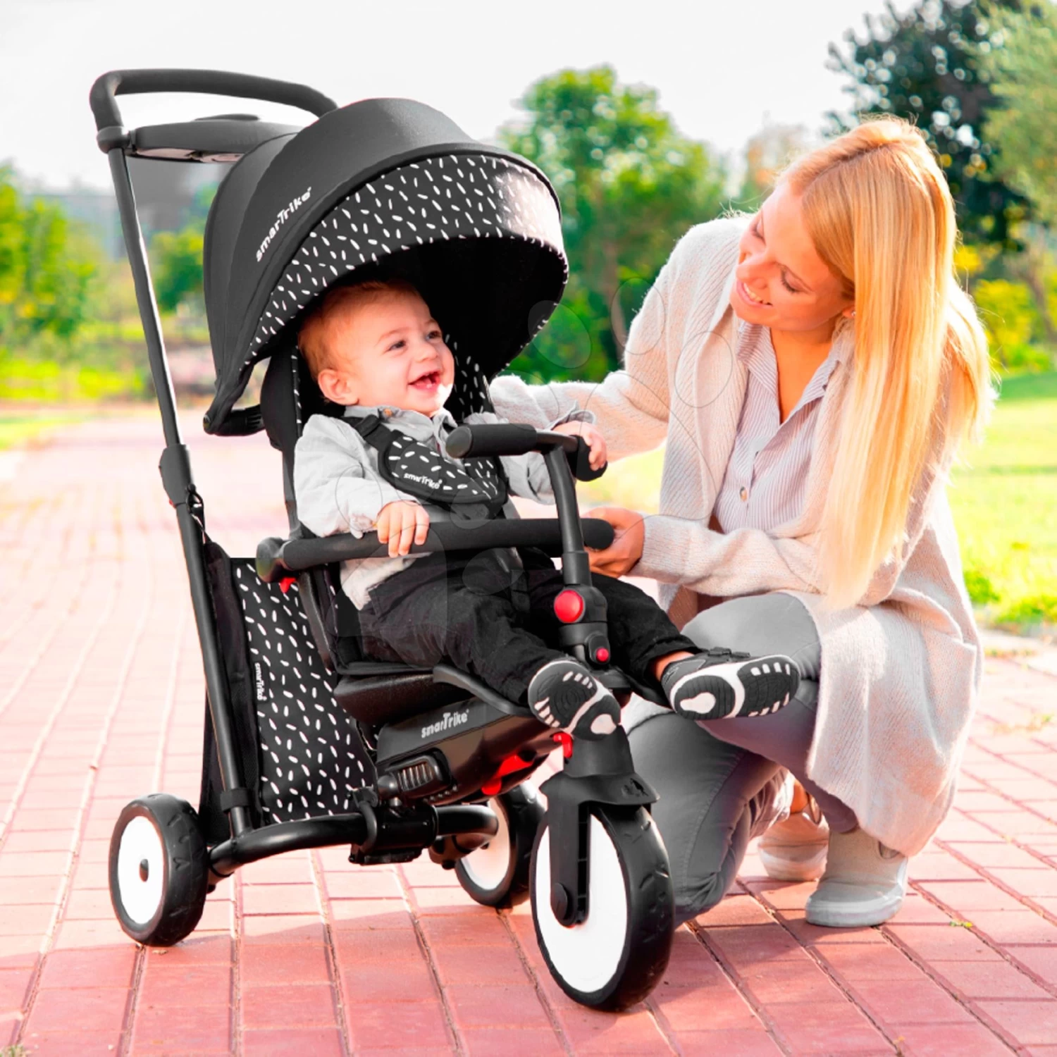 Dreirad Und Kinderwagen STR5 Black & White 7in1 SmarTrike Mit Klappsitz TouchSteering Mit EVA-Rädern Ab 9 Monaten – Bild 3