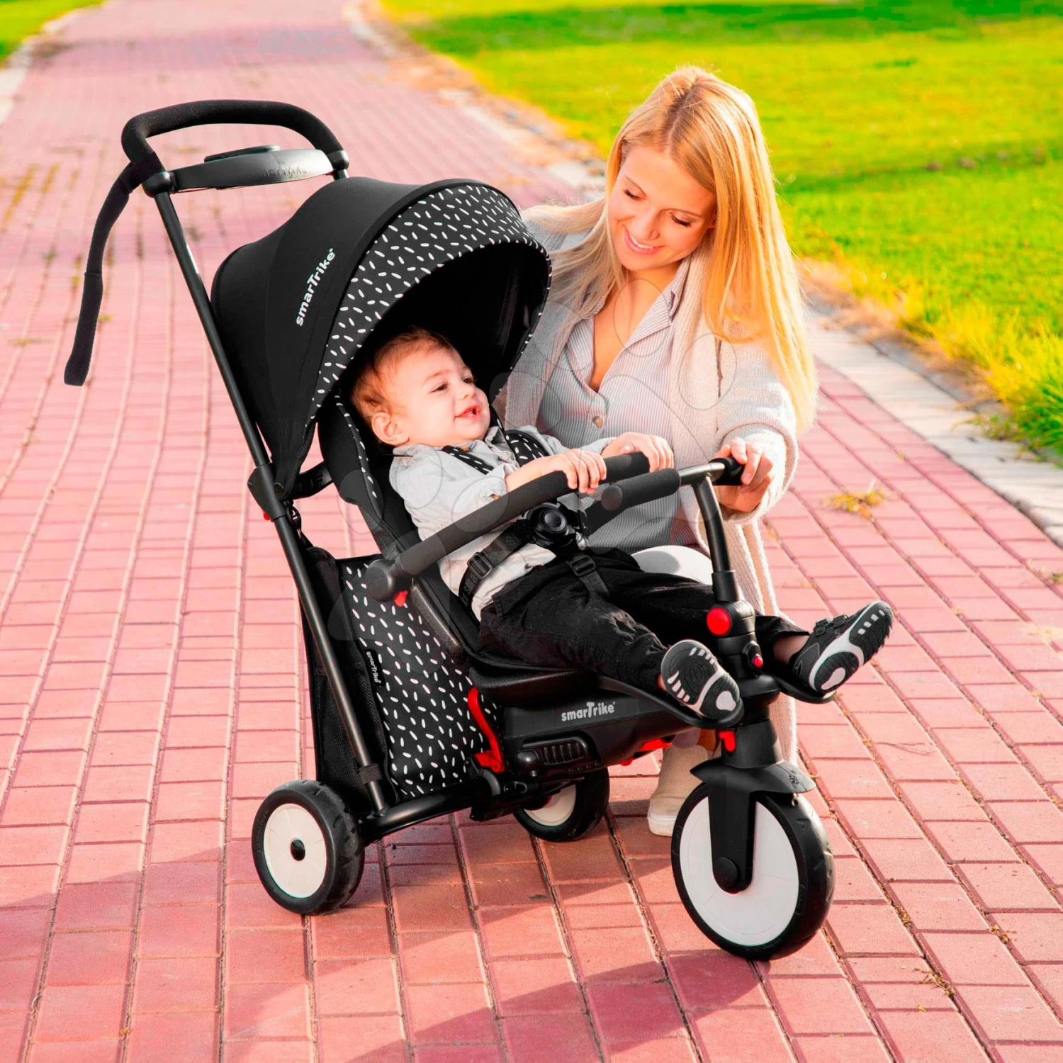 Dreirad Und Kinderwagen STR5 Black & White 7in1 SmarTrike Mit Klappsitz TouchSteering Mit EVA-Rädern Ab 9 Monaten – Bild 4