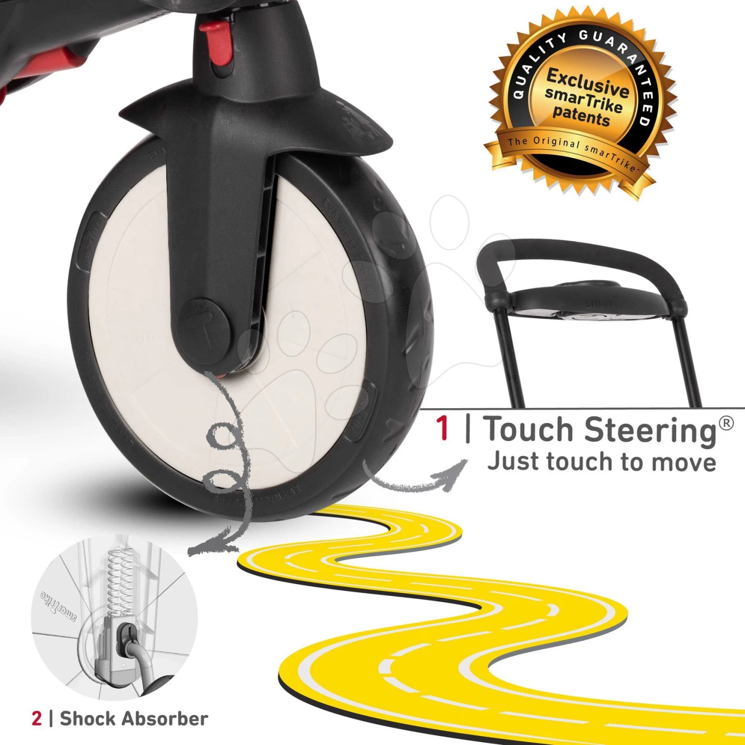 Dreirad Folding SmarTfold 7in1 500 Kinderwagen Melange SmarTrike TouchSteering Rot Gepolstert Mit EVA-Rädern Ab 9 Monaten Als Kinderwagen – Bild 5