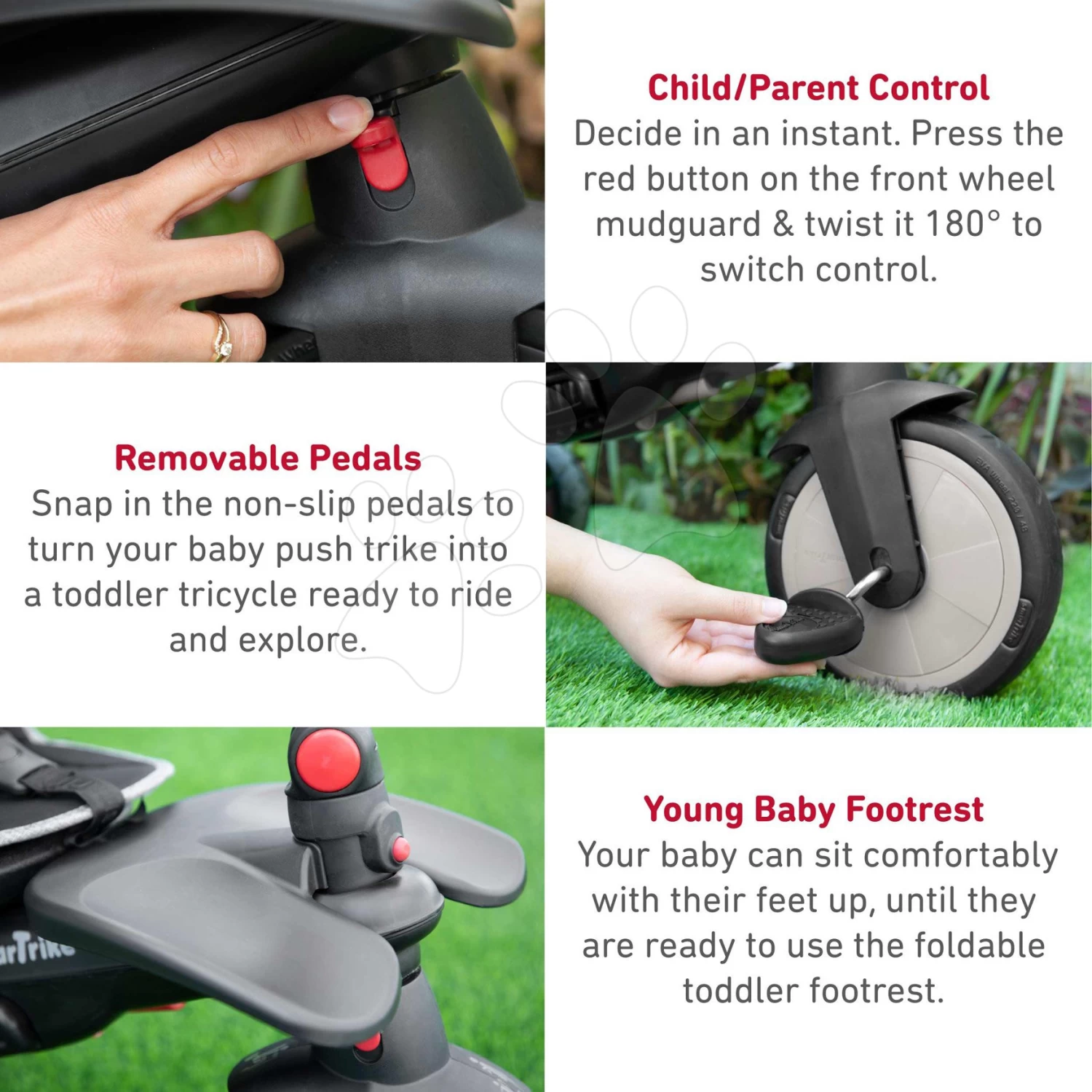 Dreirad Folding SmarTfold 7in1 500 Kinderwagen Melange SmarTrike TouchSteering Rot Gepolstert Mit EVA-Rädern Ab 9 Monaten Als Kinderwagen – Bild 9