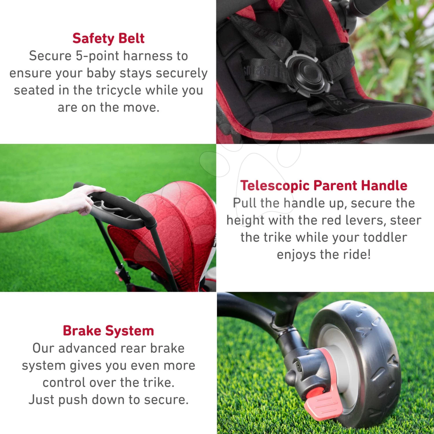 Dreirad Folding SmarTfold 7in1 500 Kinderwagen Melange SmarTrike TouchSteering Rot Gepolstert Mit EVA-Rädern Ab 9 Monaten Als Kinderwagen – Bild 10