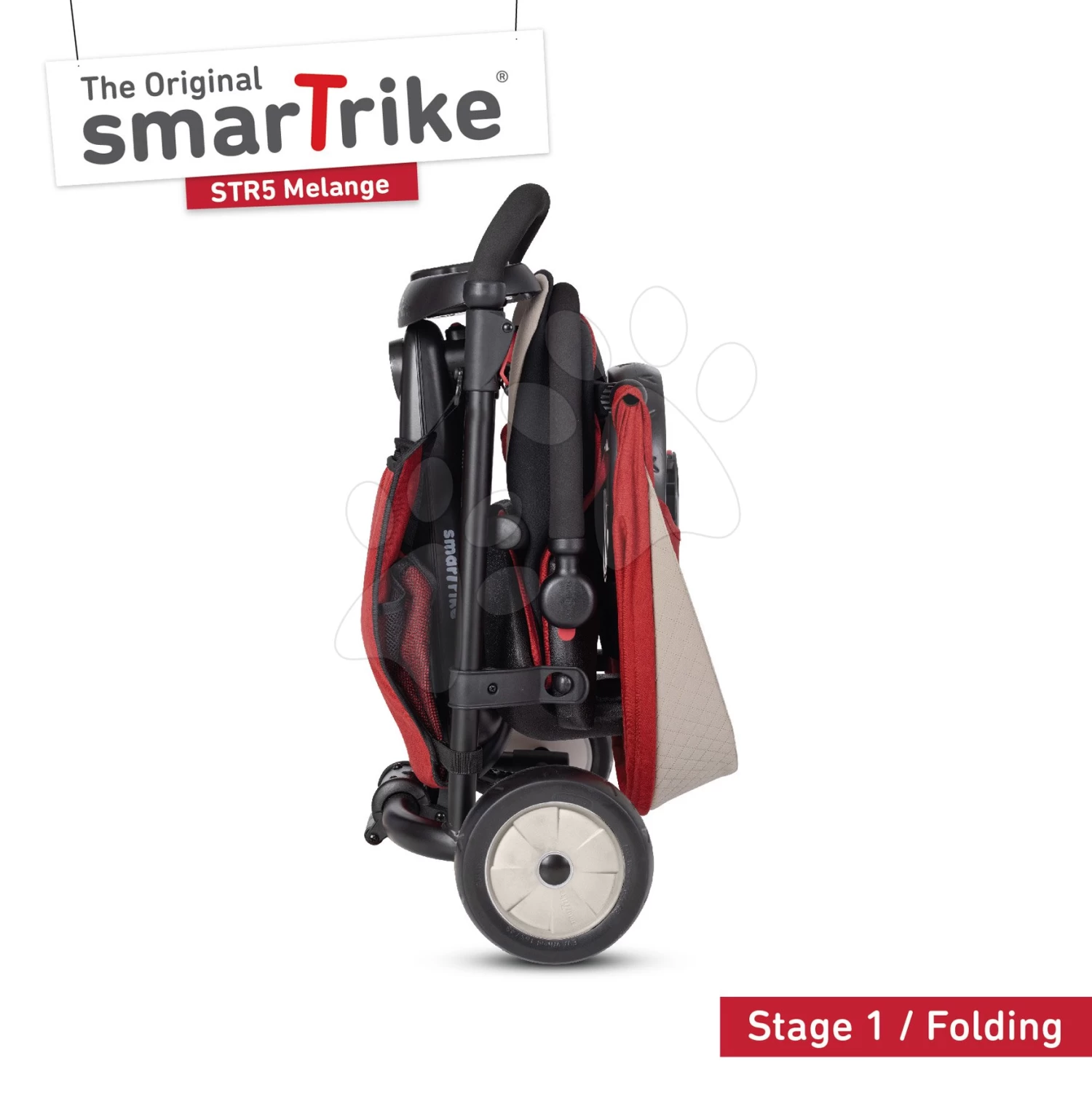 Dreirad Folding SmarTfold 7in1 500 Kinderwagen Melange SmarTrike TouchSteering Rot Gepolstert Mit EVA-Rädern Ab 9 Monaten Als Kinderwagen – Bild 6