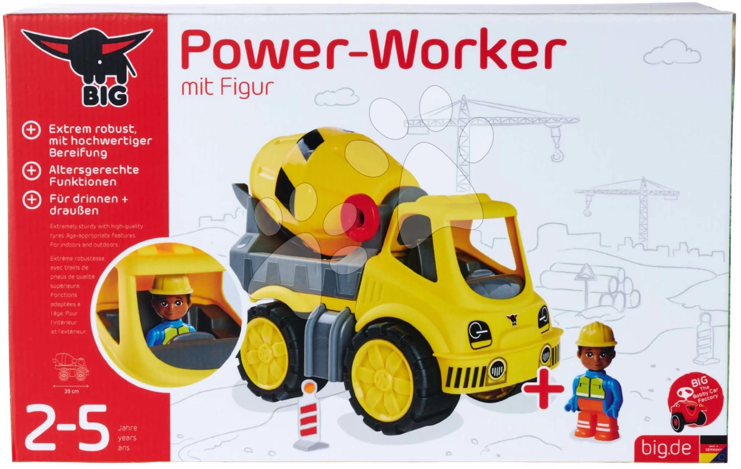 Betonmischer Auto Power Worker Cement Mixer+Figurine Big Mit Beweglichen Teilen Und Gummirädern Ab 2 Jahren B54839 – Bild 11