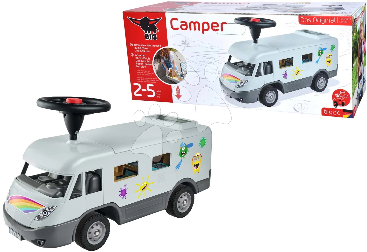 Rutschfahrzeug Wohnwagen Camper Big Mit Kompletter Ausstattung Für 12 Cm Figur Und Rutschfesten Rädern Und Hupe Ab 24 Monaten B55325 – Bild 6