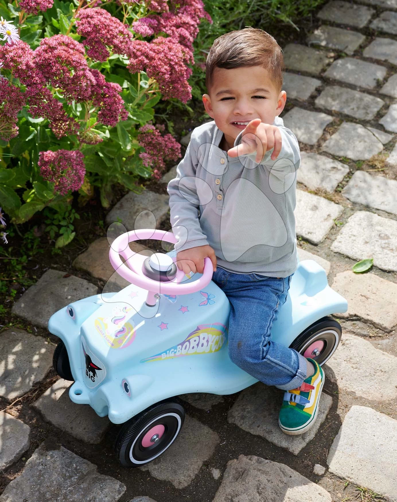 Rutscher-Auto Bobby Car Classic Unicorn BIG Ökologisch -Türkis Mit Hupe Und Trendigen Stickern Ab 12 Monaten BIG56138 – Bild 4
