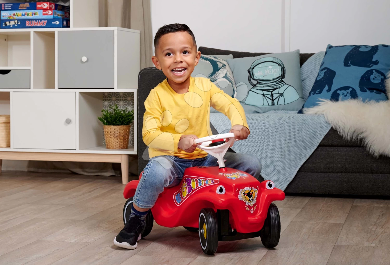 Rutschauto Auto Bobby Car Classic Led Big Rot Mit Beleuchteter Karosserie Und Mit Der Hupe Ab 12 Monaten B56151 â Bild 8