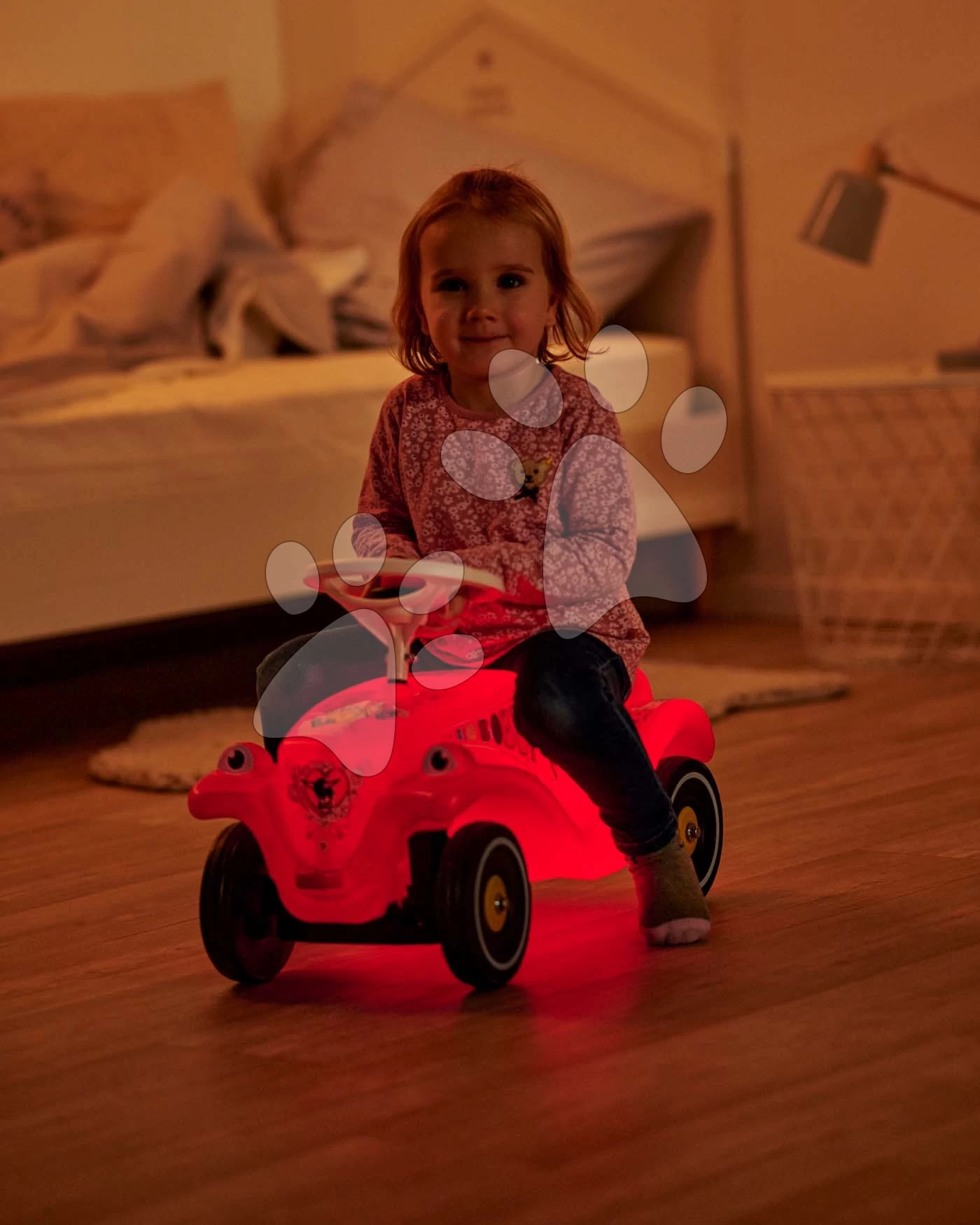 Rutschauto Auto Bobby Car Classic Led Big Rot Mit Beleuchteter Karosserie Und Mit Der Hupe Ab 12 Monaten B56151 â Bild 2