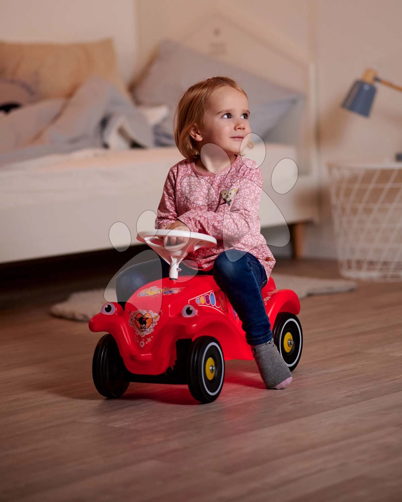 Rutschauto Auto Bobby Car Classic Led Big Rot Mit Beleuchteter Karosserie Und Mit Der Hupe Ab 12 Monaten B56151 â Bild 6