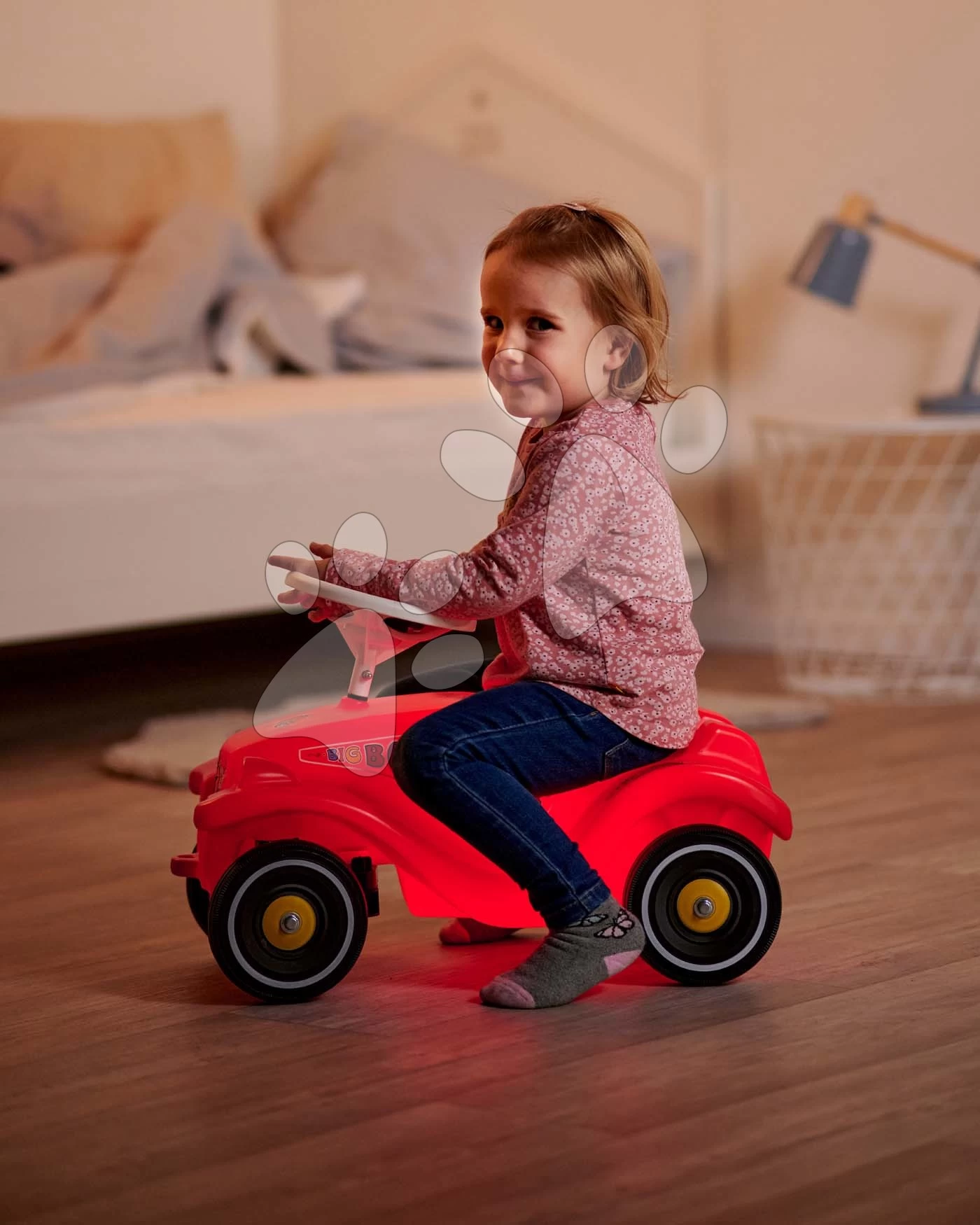 Rutschauto Auto Bobby Car Classic Led Big Rot Mit Beleuchteter Karosserie Und Mit Der Hupe Ab 12 Monaten B56151 â Bild 4