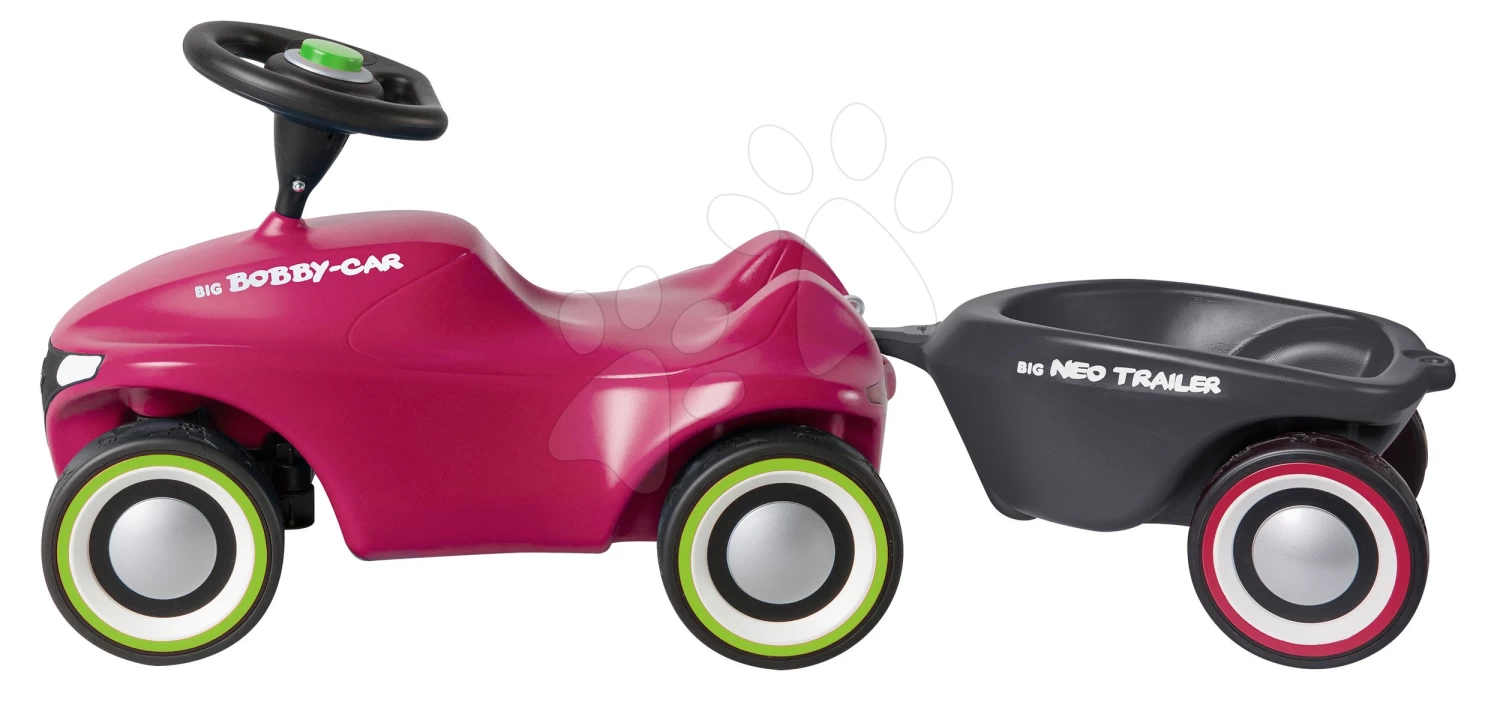 Rutscherset Bobby Car Neo BIG Rosa Sound Mit 3-lagigen Gummirädern Mit Ovalem Anhänger Und Führungsschiene Mit Ergonomischer Rücke – Bild 7