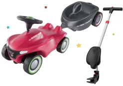 Rutscherset Bobby Car Neo BIG Rosa Sound Mit 3-lagigen Gummirädern Mit Ovalem Anhänger Und Führungsschiene Mit Ergonomischer Rücke