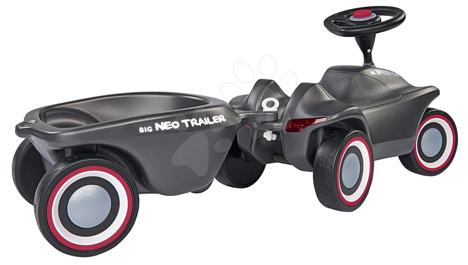 Rutscherset Bobby Car Neo Anthrazit BIG Sound Mit Wechselbaren Felgen Mit Ovalem Anhänger Und Führungsschiene Mit Ergonomischer Rückenlehne – Bild 7
