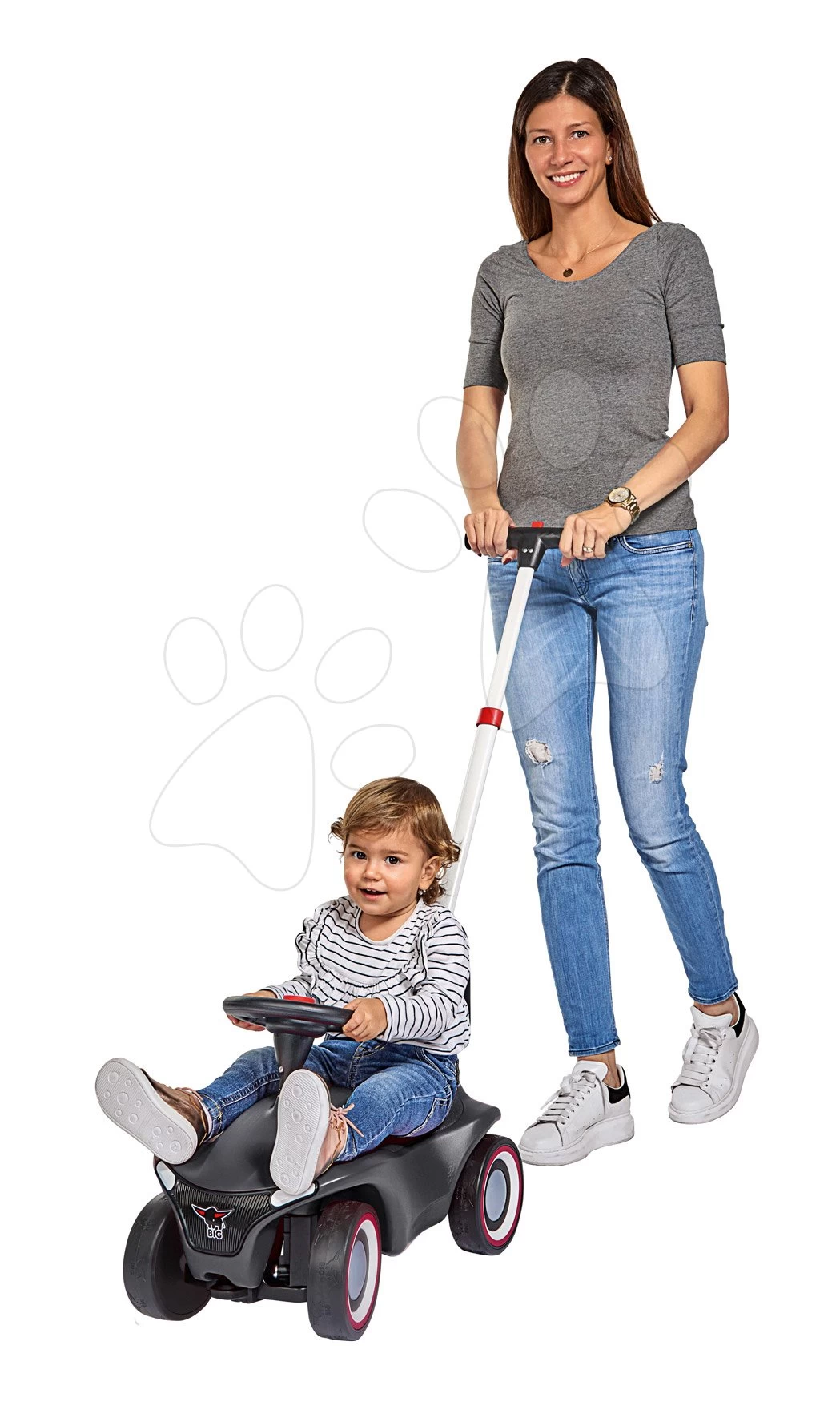 Rutscherset Bobby Car Neo Anthrazit BIG Sound Mit Wechselbaren Felgen Mit Ovalem Anhänger Und Führungsschiene Mit Ergonomischer Rückenlehne – Bild 9