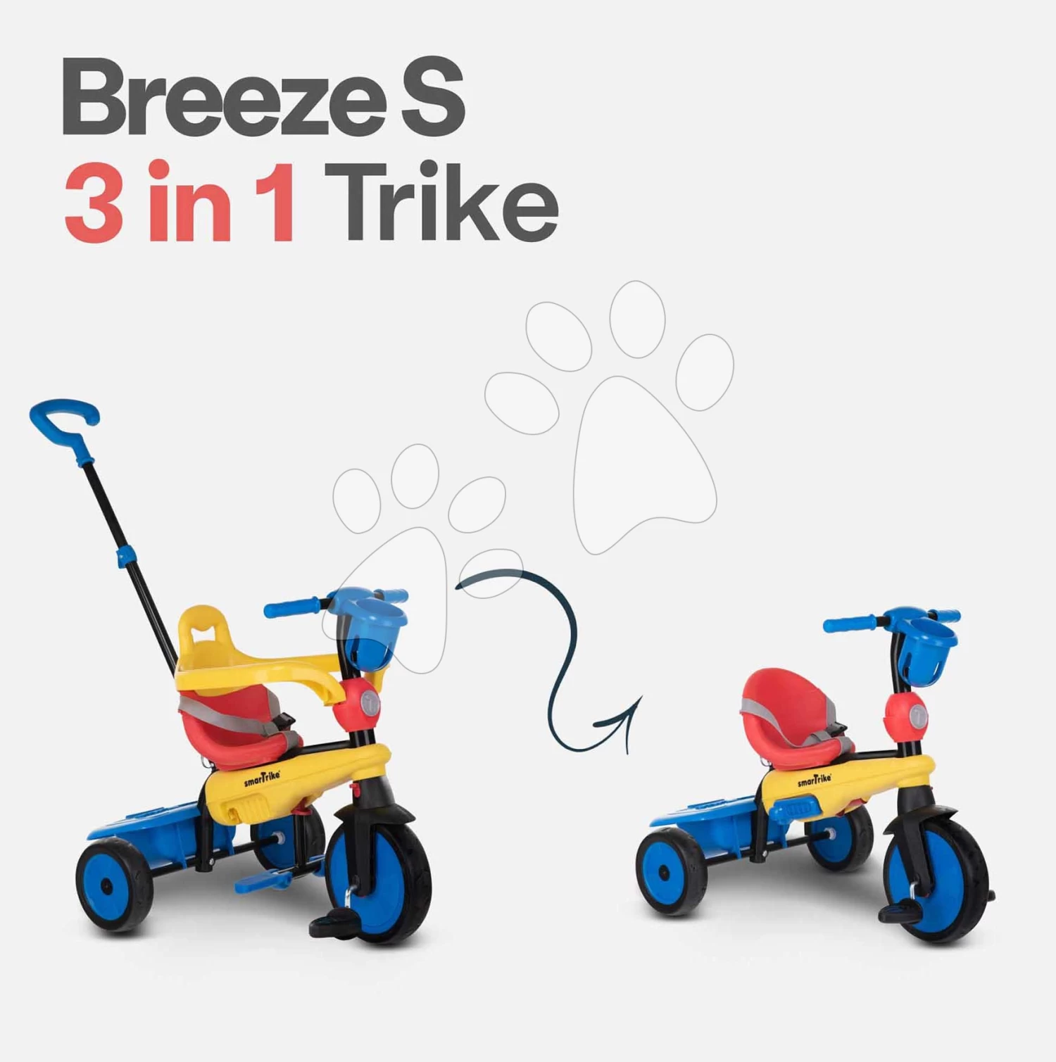 Dreirad Mit Flaschenkorb Breeze S Multi 3v1 SmarTrike Mit Dämpfer Gelb-blau Ab 10 Monaten – Bild 2