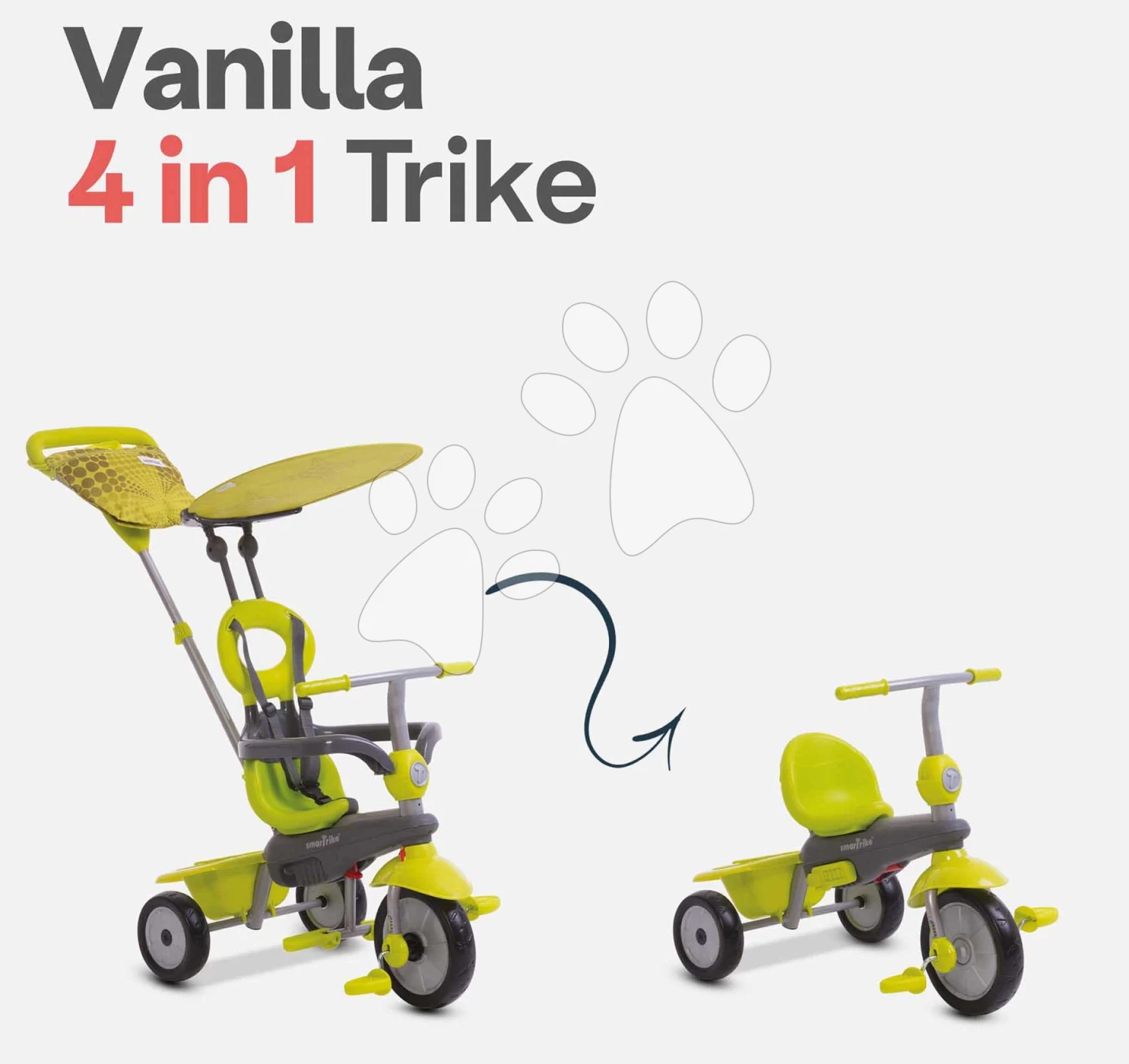 Dreirad Mit Tasche Vanilla Green SmarTrike Mit Hoher Rückenlehne Und 3-Punkt-Sicherheitsgurt Ab 10 Monaten