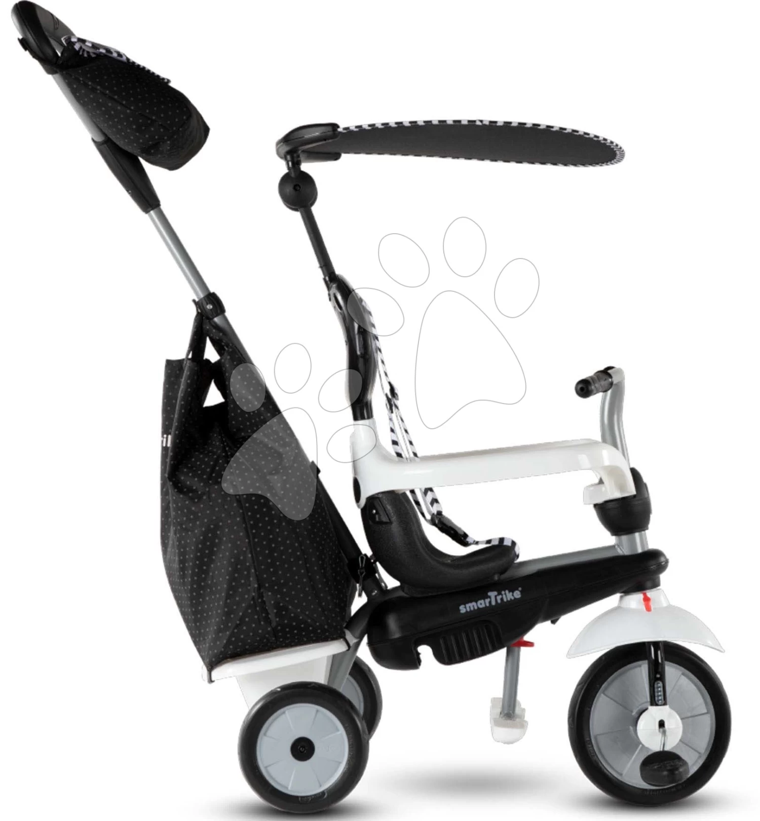 Dreirad Vanilla Plus Black&White Classic SmarTrike Touch Steering Steuerung Mit Gummirädern Und Stoßdämpfer 2 Taschen Ab 15 Monaten