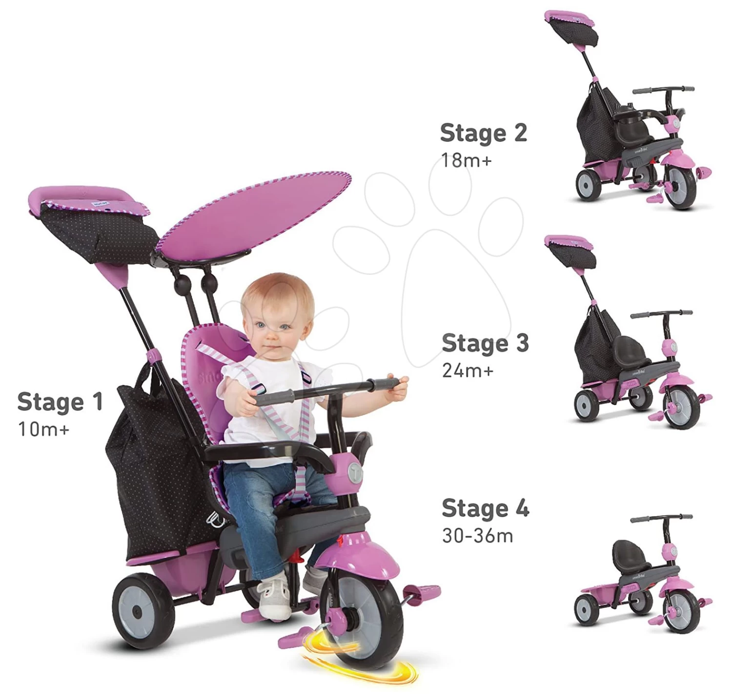 Dreirad Shine 4in1 Touch Steering Grau&Pink SmarTrike Grau-rosa Ab 10 Monaten â Bild 4