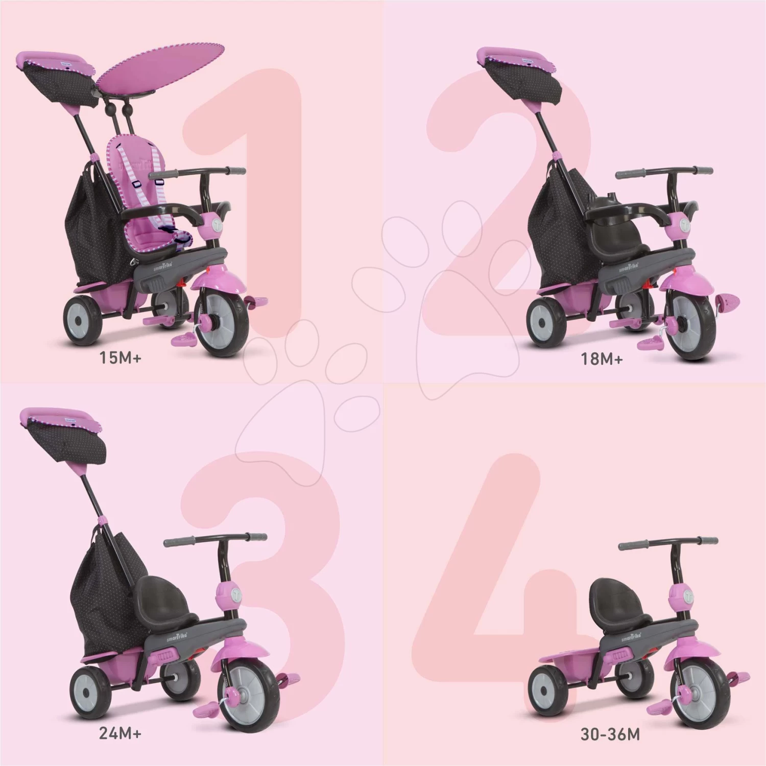 Dreirad Shine 4in1 Touch Steering Grau&Pink SmarTrike Grau-rosa Ab 10 Monaten â Bild 6