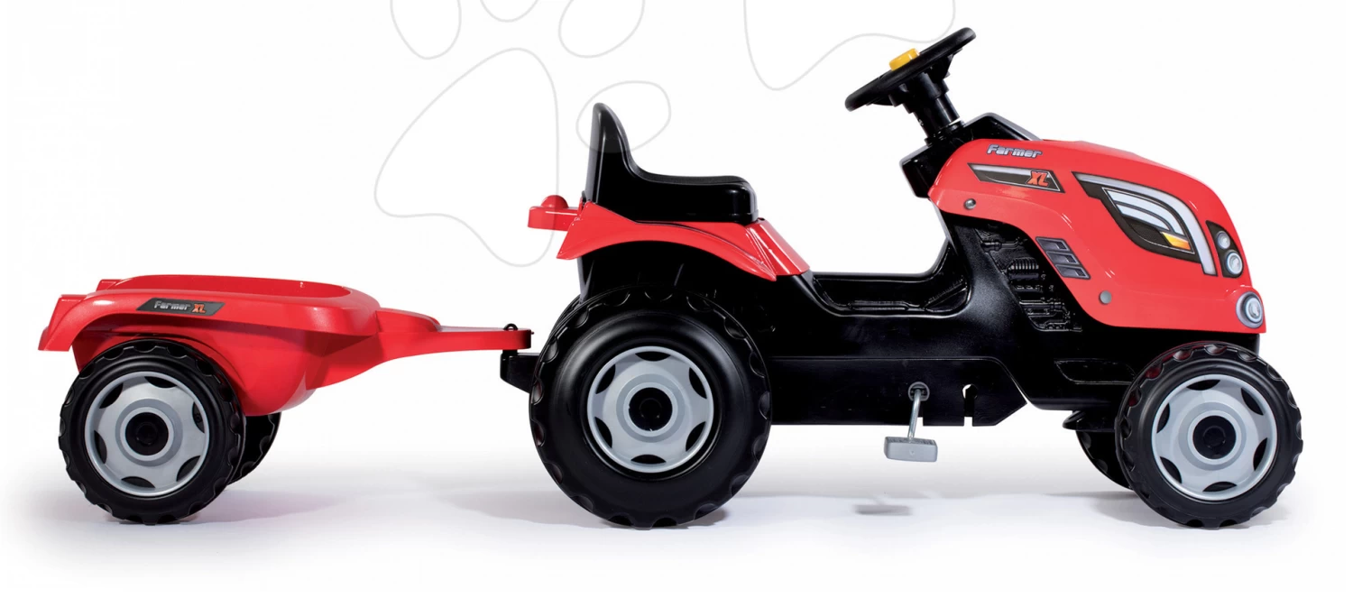 Trettraktor-Set Farmer XL Smoby Mit Anhänger Und Werkstattwagen Cars Mack Truck – Bild 10