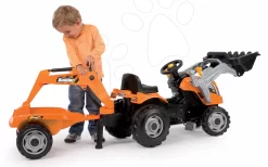 Set Rutsche Toboggan XL Smoby Mit Wasserlänge 230 Cm Und Ein Builder Max-Traktor Mit Anhänger, Bagger Und Lader