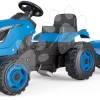 Trettraktor Farmer XL Blue Tractor+Trailer Smoby Blau Mit Verstellbarem Sitz Und Sound 142 Cm