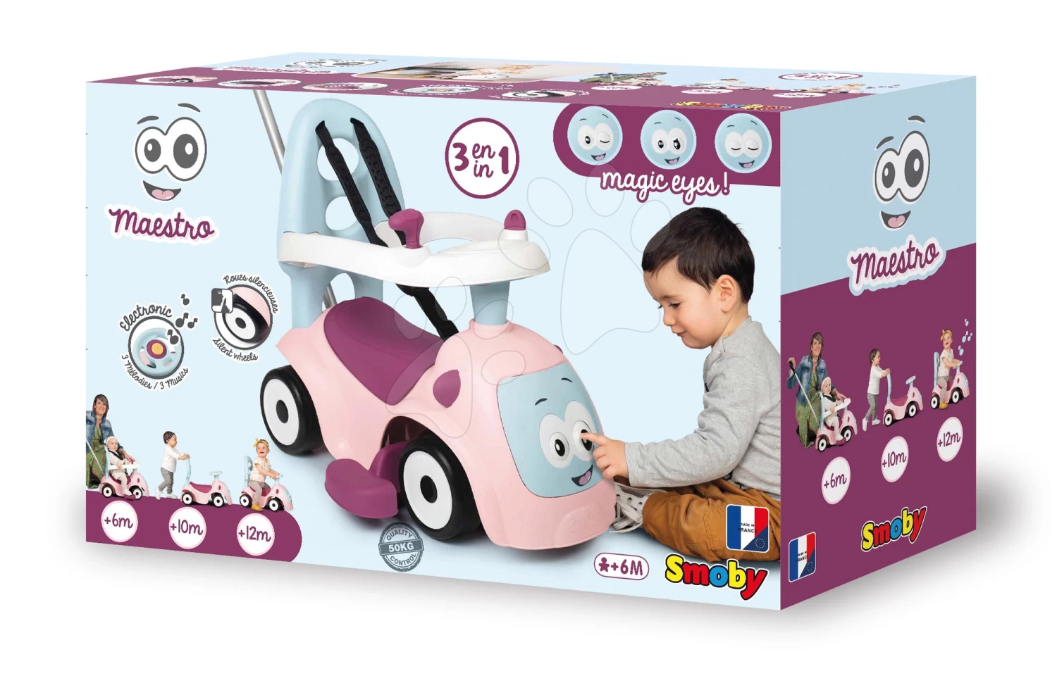 Rutschfahrzeug Erweitbar Maestro Ride-On Pink 3in1 Smoby Mit 3 Tonen Und Eine Führungsschiene Mit Laufstahl - Magische Augen Ab 6 Monaten – Bild 16