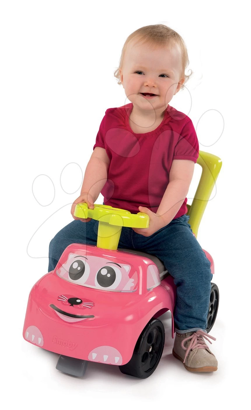 Rutschauto Und Gehehilfe Auto Pink Ride-on 2v1 Smoby Mit Stauraum Und Rückenlehne Lila – Bild 3