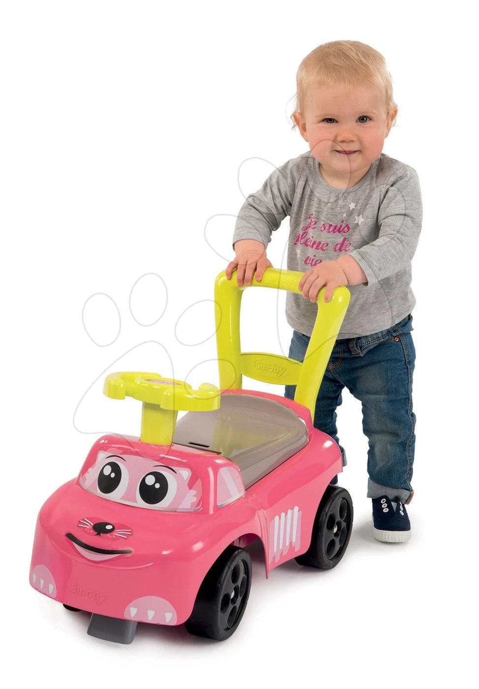 Rutschauto Und Gehehilfe Auto Pink Ride-on 2v1 Smoby Mit Stauraum Und Rückenlehne Lila – Bild 4