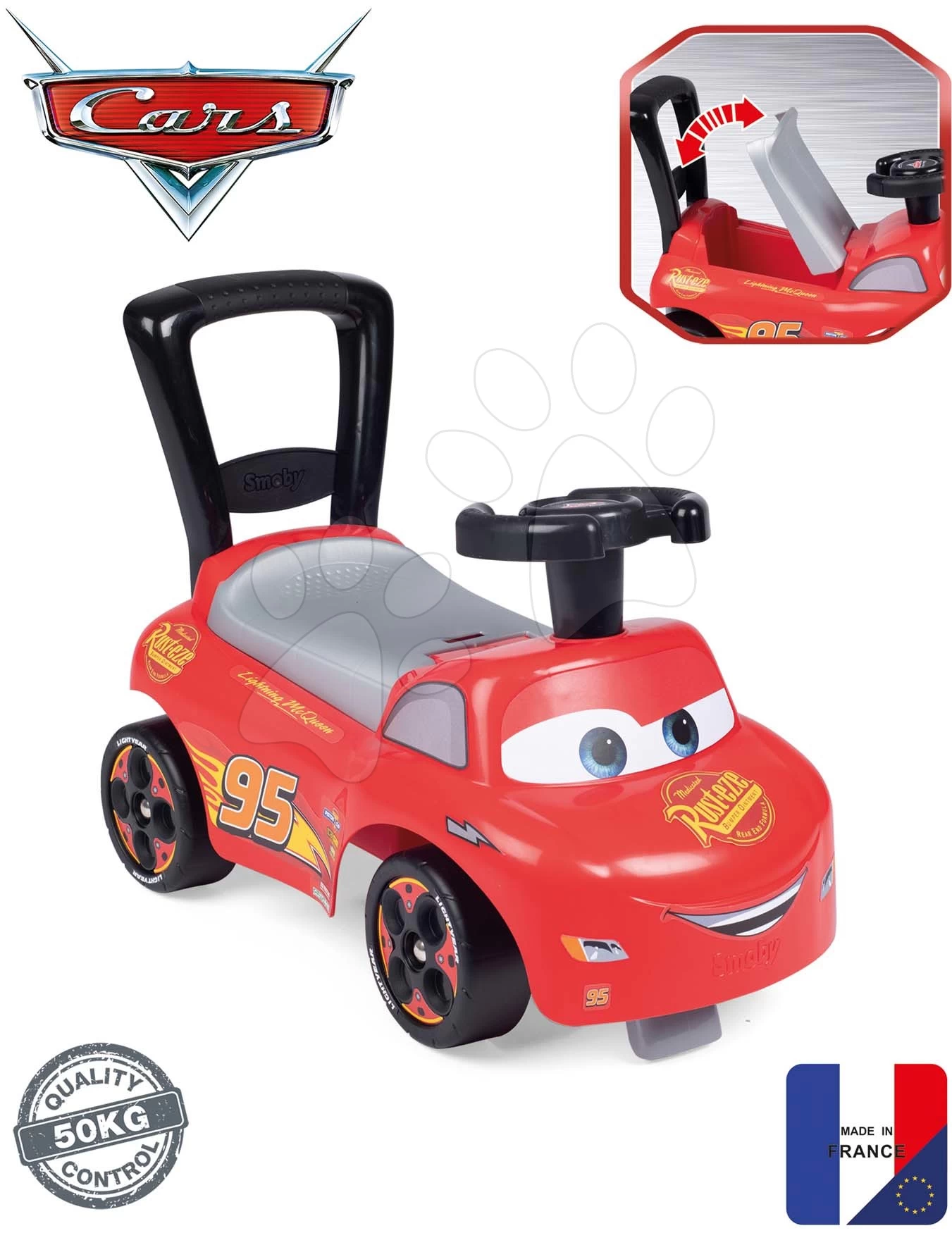 Rutschauto Und Lauflernhilfe Cars Auto Ride-On Disney Smoby Mit Rückenlehne Und Stauraum Ab 10 Monaten SM720534 – Bild 4