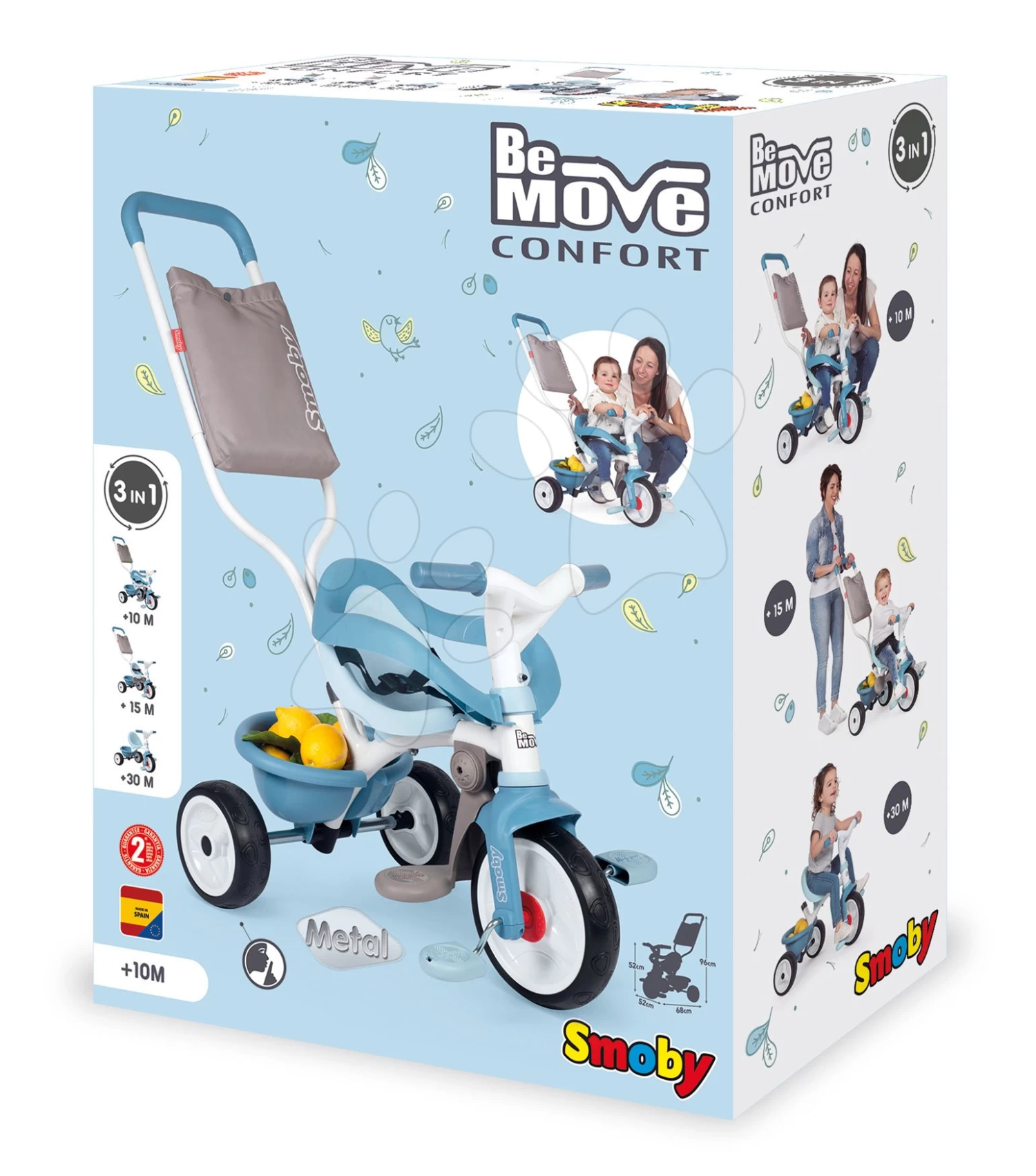 Dreirad Mit Rückenlehne Be Move Comfort Tricycle Blue Smoby Mit EVA-Rädern Und Führungsstange Mit Tasche Blau Ab 10 Monaten – Bild 14