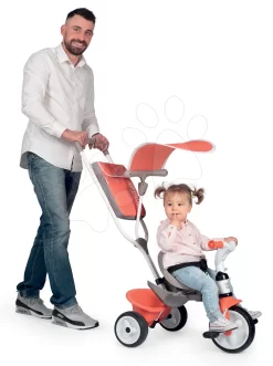 Dreirad Mit Hoher Rückenlehne Baby Balade Tricycle Red Smoby Mit Sonnenschirm Und EVA-Rädern Rot Ab 10 Monaten
