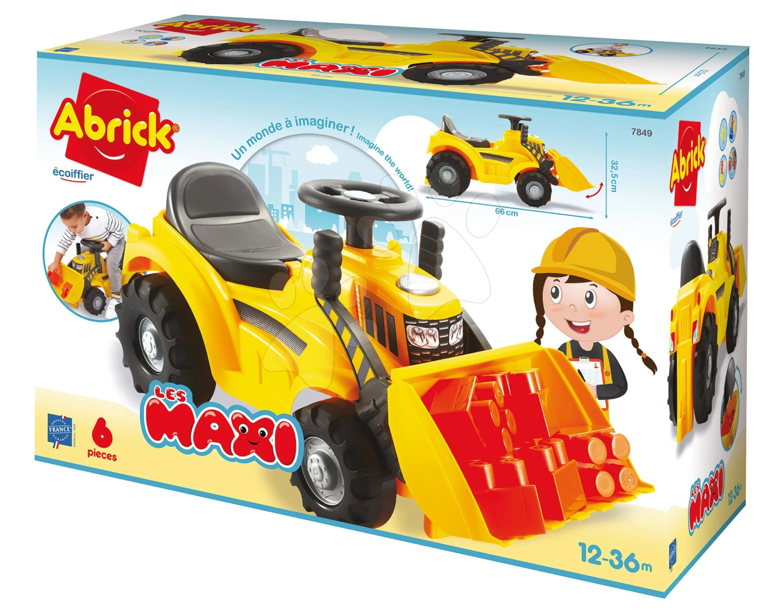 ECOIFFIER Rutschfahrzeug Mit Bagger Abrick Les Maxi Écoiffier Mit 5 Würfel Ab 12 Monaten – Bild 3