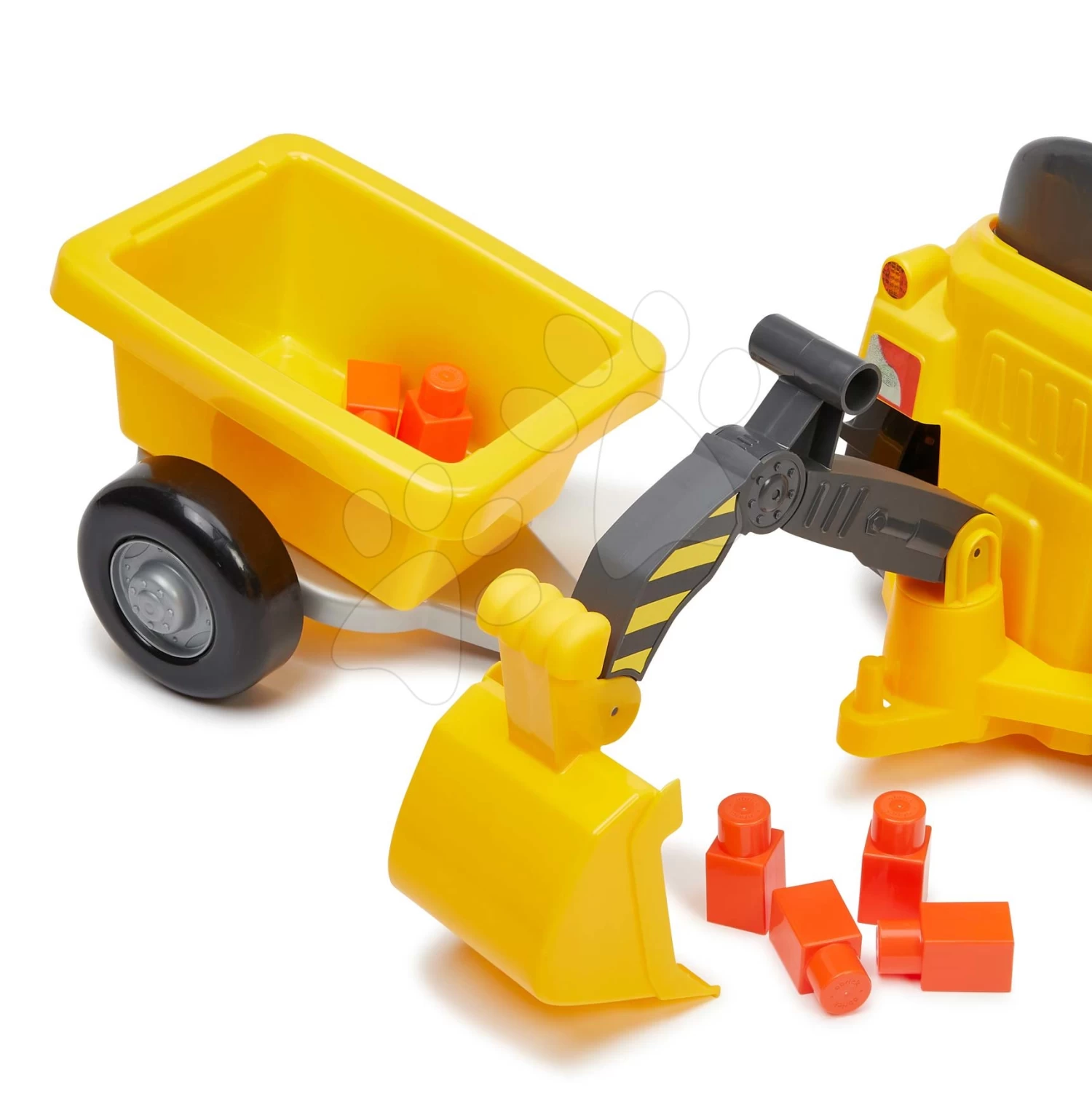 ECOIFFIER Rutschfahrzeug Mit Anhänger Backhoe Ride On Maxi Abrick Écoiffier Mit Bagger Und Lader 6 Maxiwürfel Von 12-36 Monaten – Bild 3