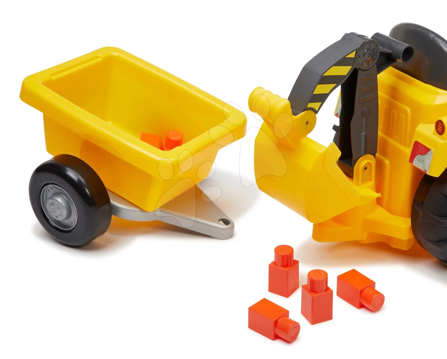 ECOIFFIER Rutschfahrzeug Mit Anhänger Backhoe Ride On Maxi Abrick Écoiffier Mit Bagger Und Lader 6 Maxiwürfel Von 12-36 Monaten – Bild 4