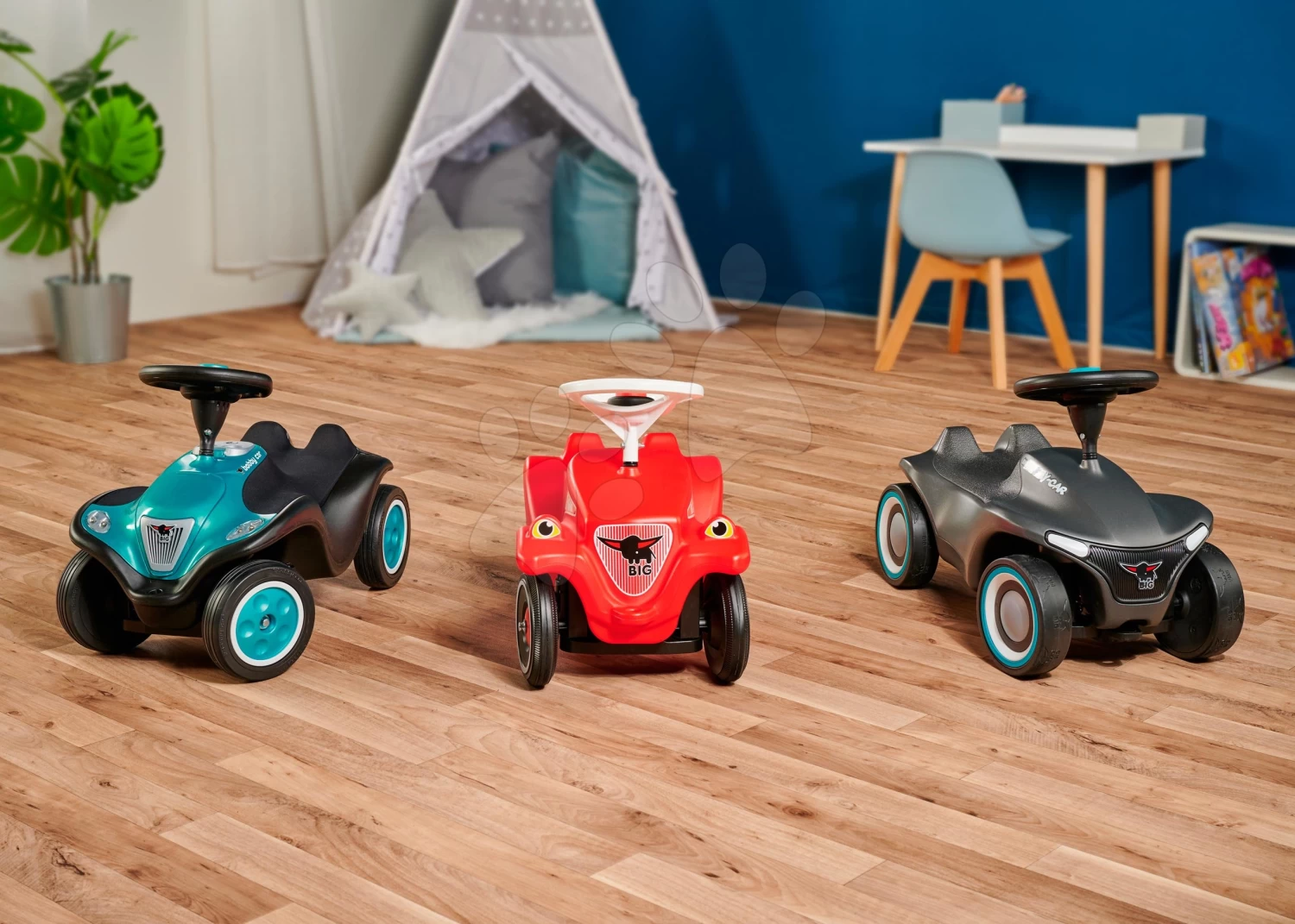 Rutschfahrzeug Bobby Car Next Turquoise BIG Mit LED-Reflektoren Und Elektronischer Hupe Ergonomischer Sitz Mit Velours Ab 12 Monaten â Bild 19