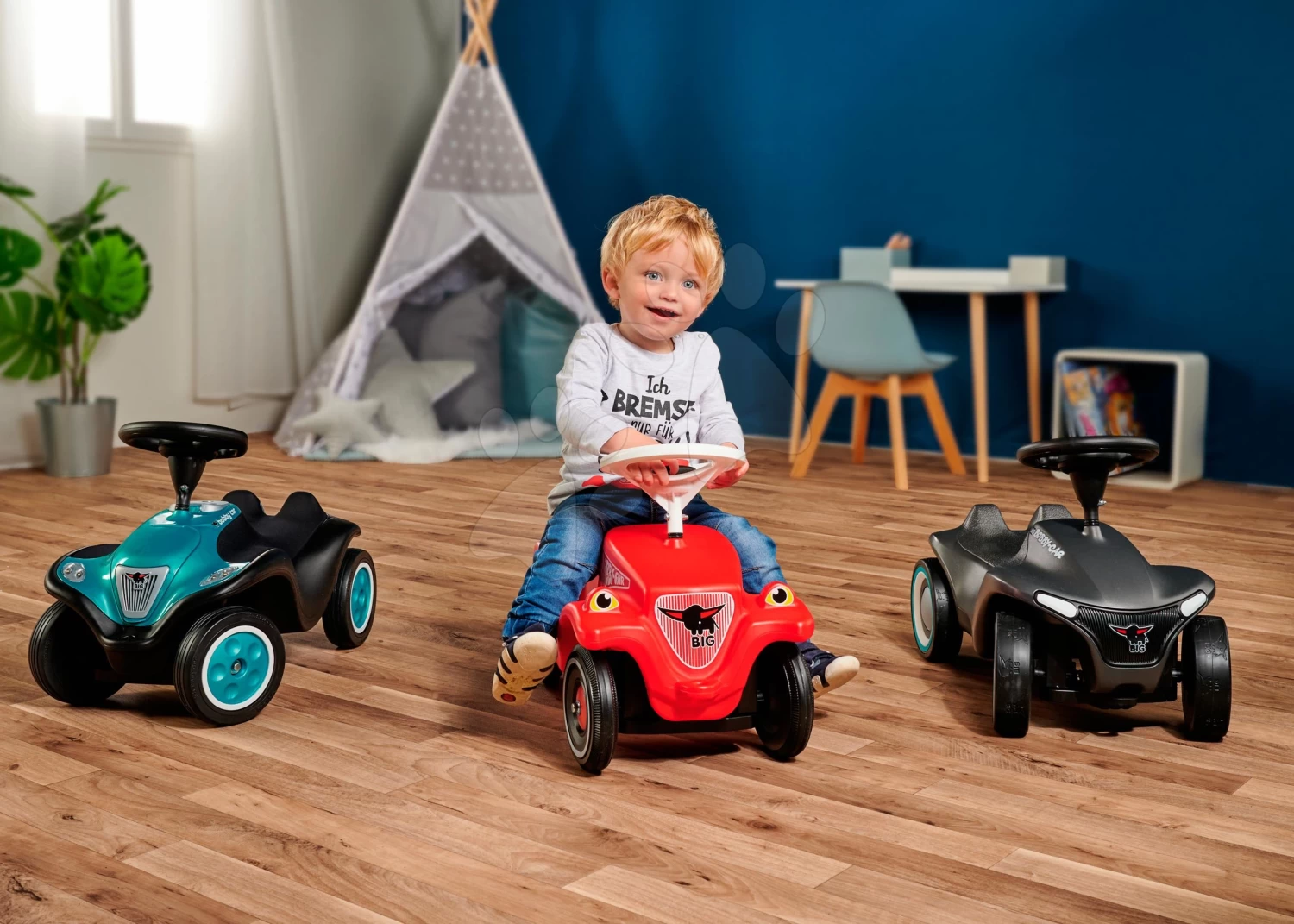 Rutschfahrzeug Bobby Car Next Turquoise BIG Mit LED-Reflektoren Und Elektronischer Hupe Ergonomischer Sitz Mit Velours Ab 12 Monaten â Bild 20