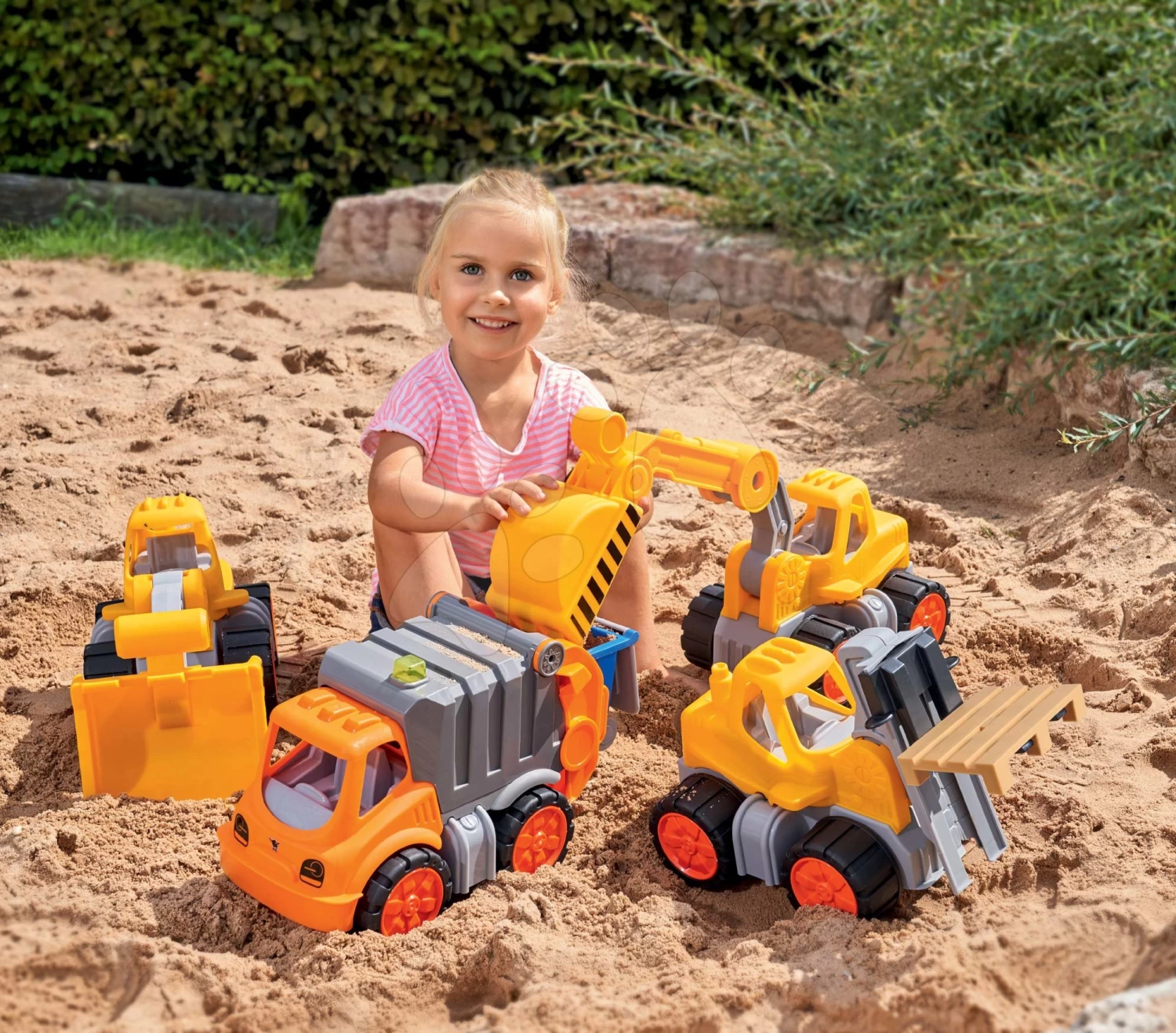 Set Autobahn, Springend Mega Jump Vroom Planet Smoby Mit Spielzeugautos Und Bagger BIG â Bild 2