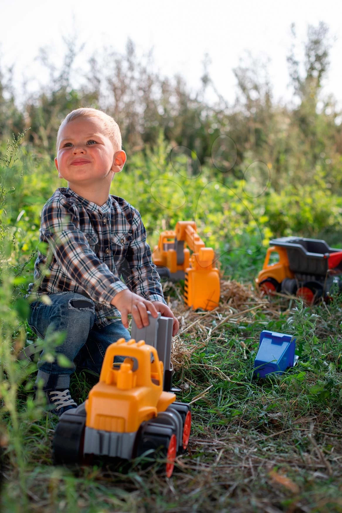 Set Autobahn, Springend Mega Jump Vroom Planet Smoby Mit Spielzeugautos Und Bagger BIG