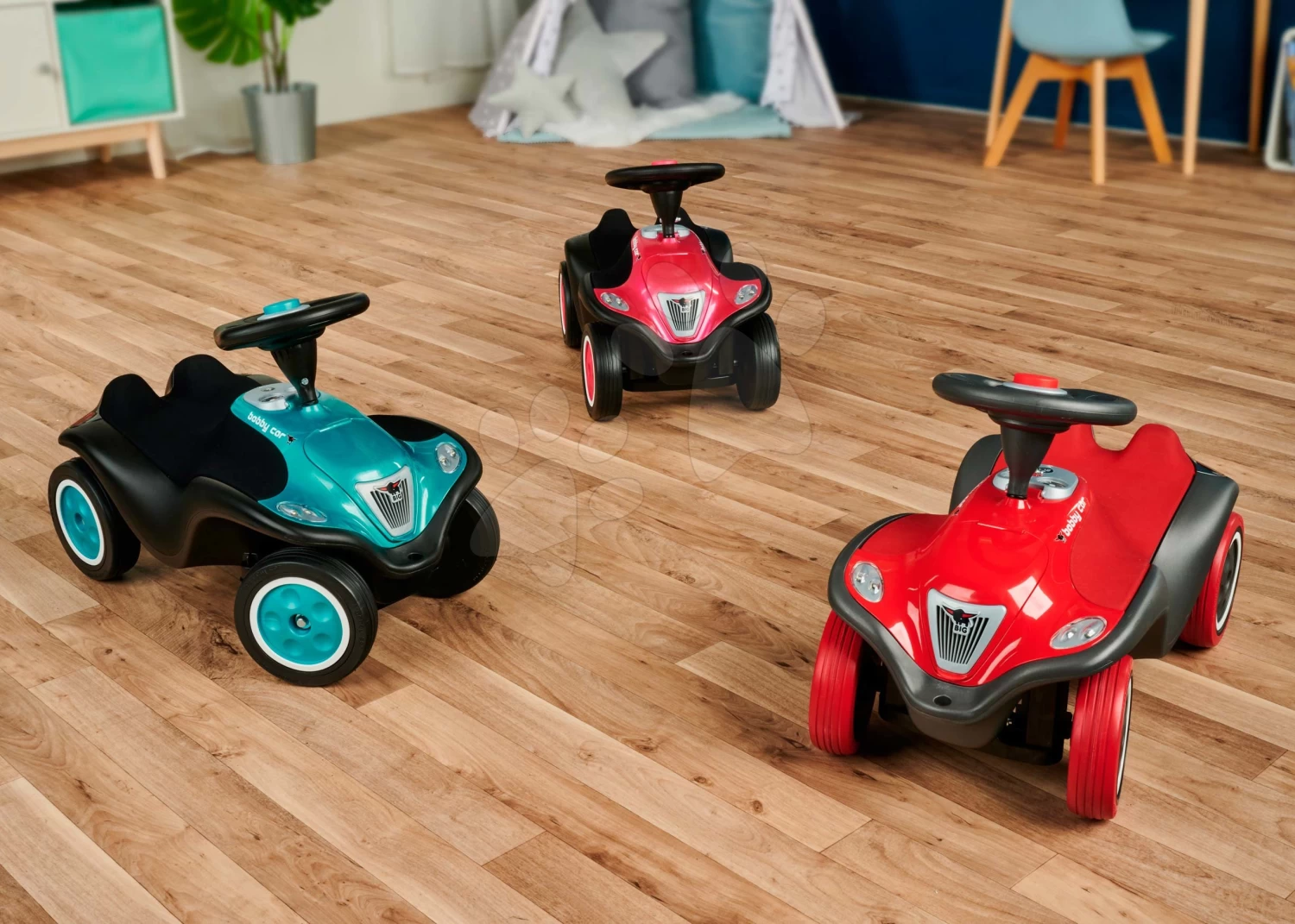 Rutschfahrzeug Bobby Car Next Turquoise BIG Mit LED-Reflektoren Und Elektronischer Hupe Ergonomischer Sitz Mit Velours Ab 12 Monaten â Bild 10