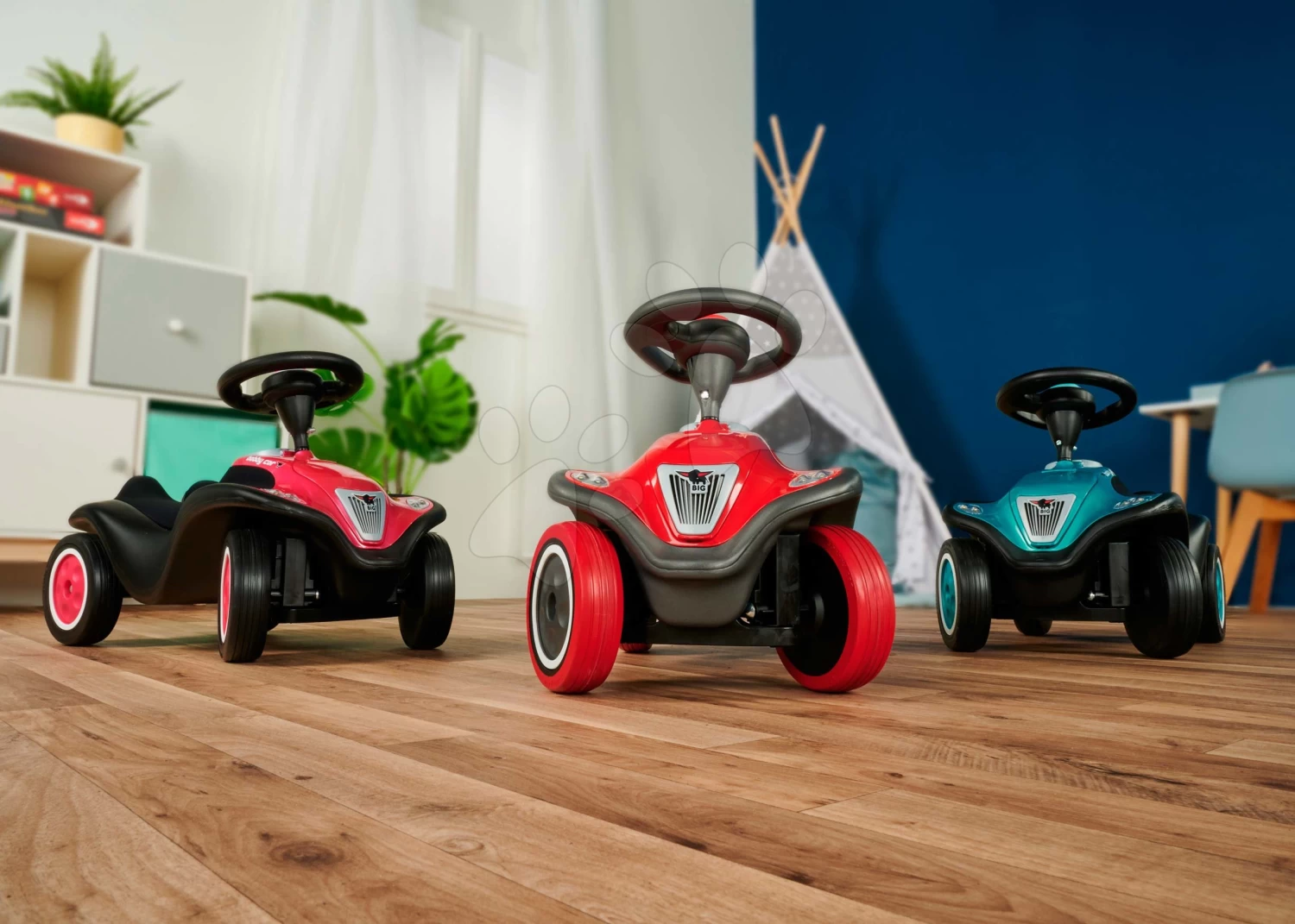 Rutschfahrzeug Bobby Car Next Raspberry BIG Mit LED-Reflektoren Und Elektronischer Hupe Ergonomischer Sitz Mit Velours Ab 12 Monaten â Bild 11