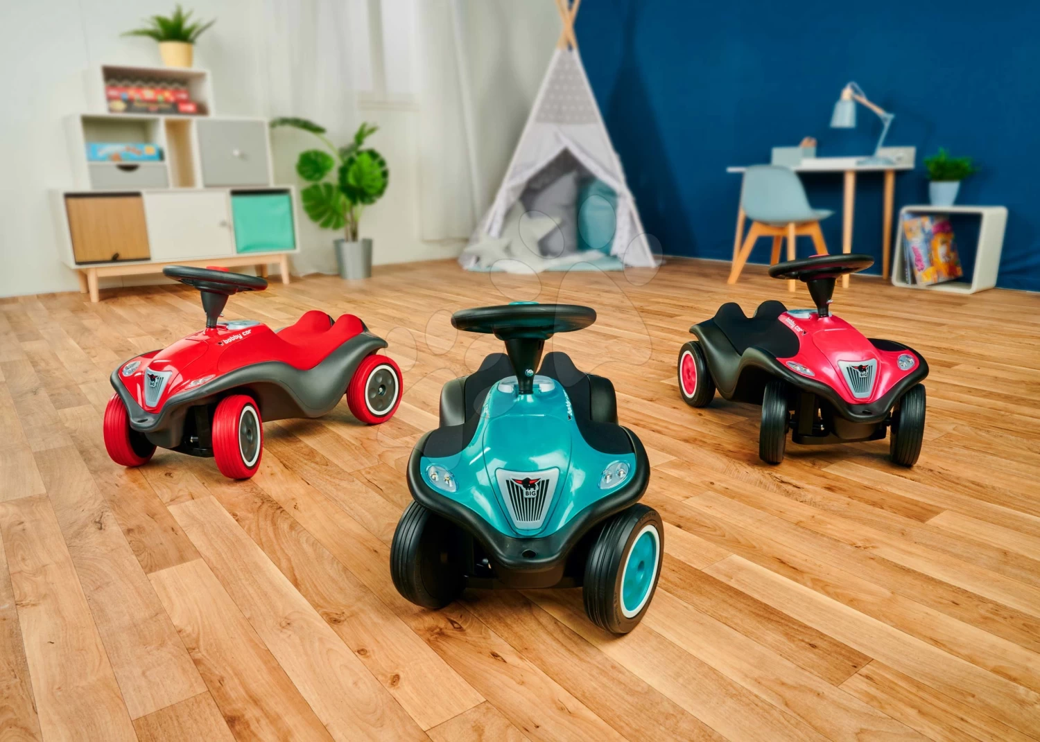 Rutschfahrzeug Bobby Car Next Turquoise BIG Mit LED-Reflektoren Und Elektronischer Hupe Ergonomischer Sitz Mit Velours Ab 12 Monaten â Bild 12