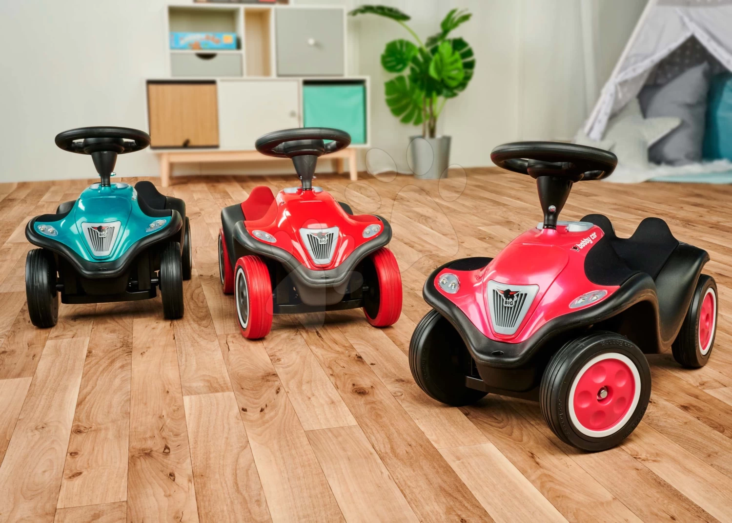 Rutschfahrzeug Bobby Car Next Turquoise BIG Mit LED-Reflektoren Und Elektronischer Hupe Ergonomischer Sitz Mit Velours Ab 12 Monaten â Bild 15