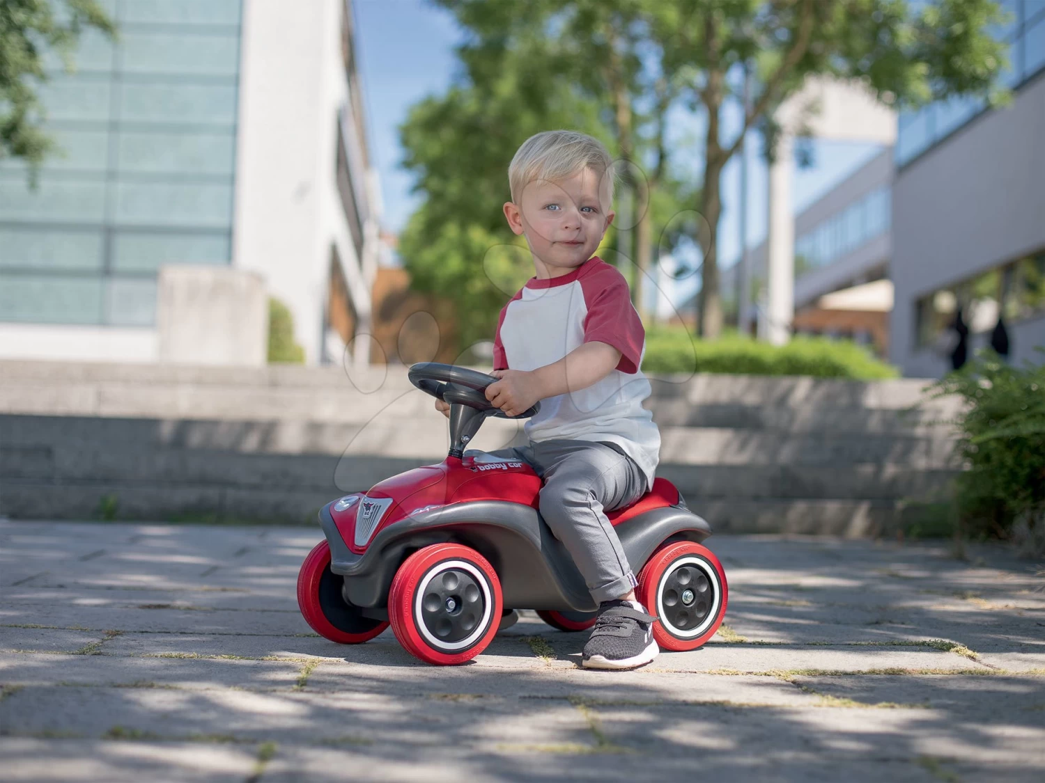 Rutscher-Set Next Bobby Car BIG BIG Rot Und Anhänger Oval Mit Ampel Ab 12 Monaten – Bild 4