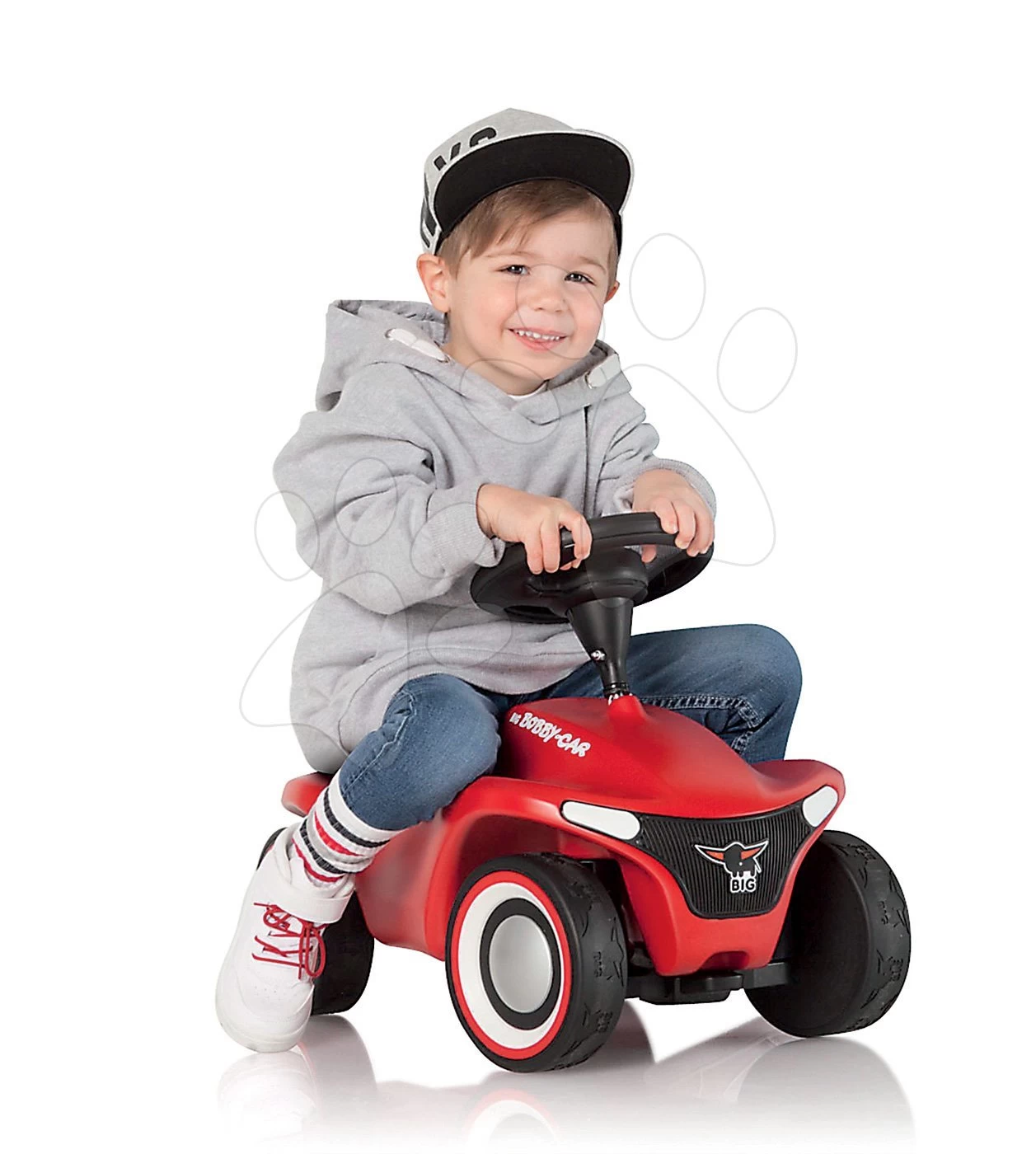 Rutscherset Bobby Car Neo BIG Blau Mit Sound Mit 3-lagigen Gummirädern Und Mit Einem Anhänger Und Einem Lenkrad Mit Sound Und Licht – Bild 12