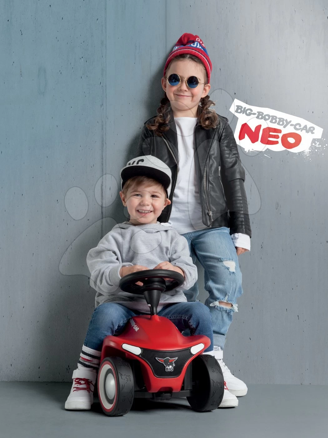 Rutscherset Bobby Car Neo BIG Blau Mit Sound Mit 3-lagigen Gummirädern Und Mit Einem Anhänger Und Einem Lenkrad Mit Sound Und Licht – Bild 11