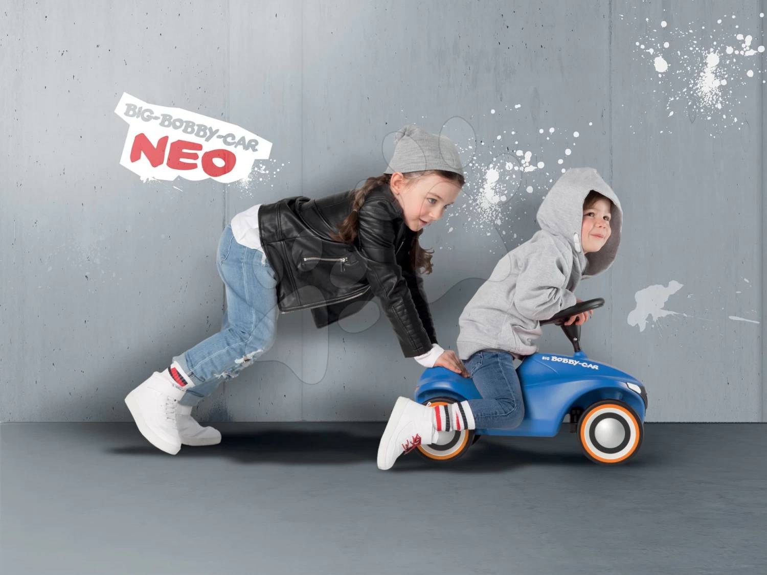 Rutscherset Bobby Car Neo BIG Blau Mit Sound Mit 3-lagigen Gummirädern Und Mit Rückenlehne Und Leine Mit Nummernschild – Bild 8